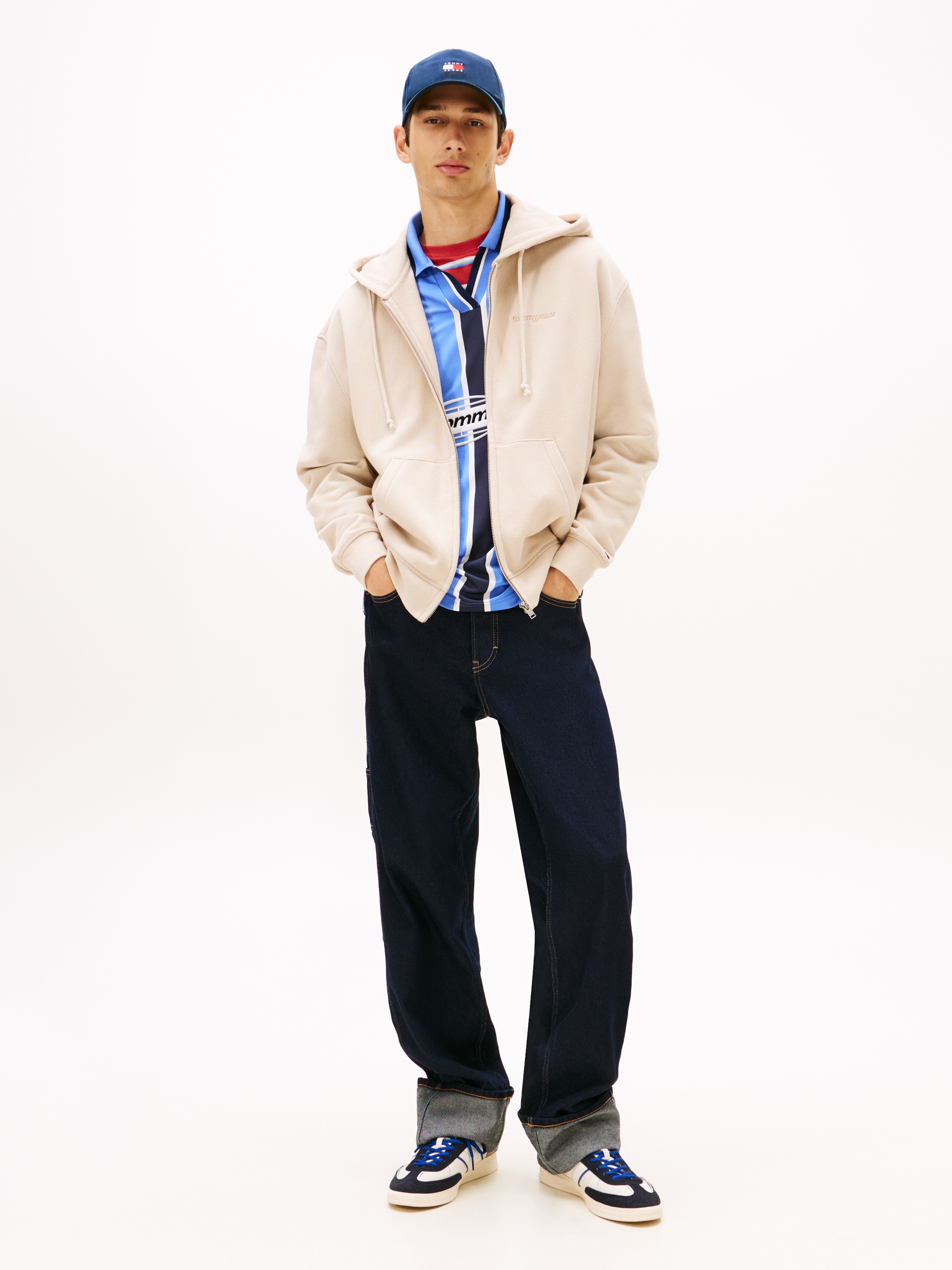 Tommy Jeans Kapuzensweatjacke »TJM 90S SCRIPT RIB FLEECE«