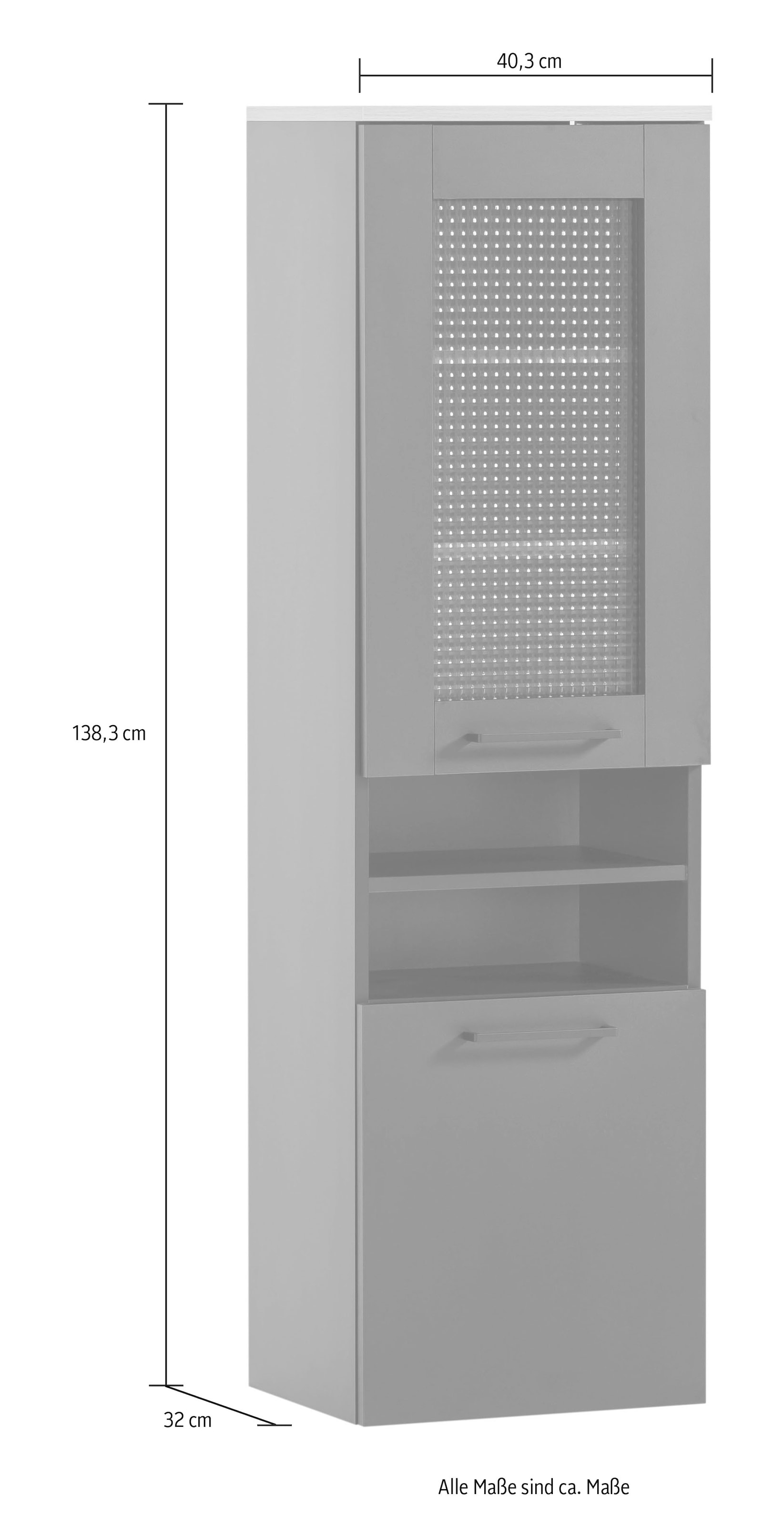 Schildmeyer Hochschrank »Malte Breite 40,3 cm«, mit fühlbarer Holzstruktur, obere Tür mit Glaseinsatz