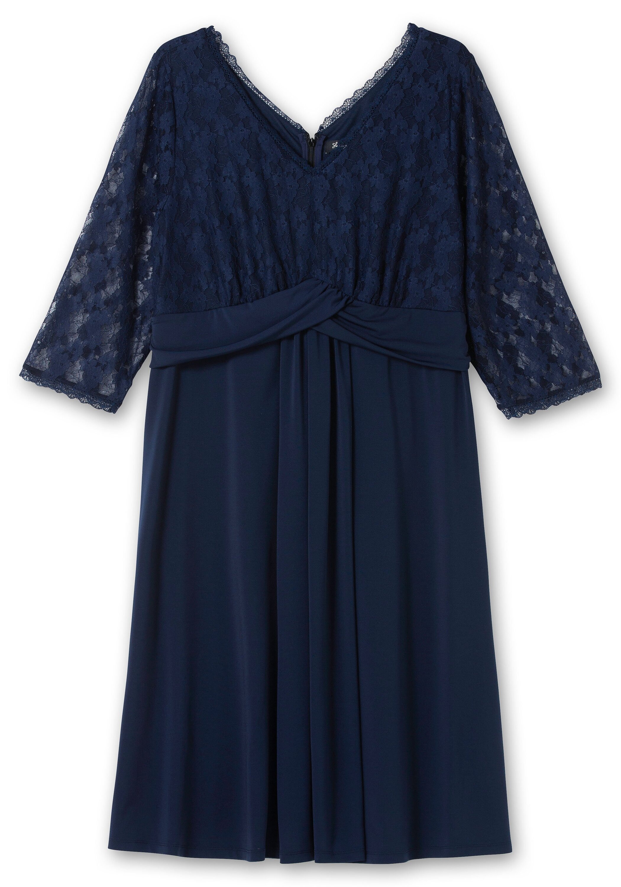 Sheego Abendkleid »Abendkleid mit floraler Spitze und Zier-Knotendetail«