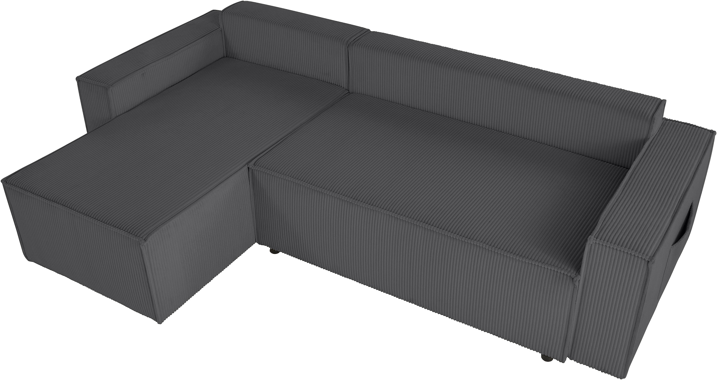 OTTO home Ecksofa »CASSI, 241cm, L-Form, Schlafsofa, Dauerschläfer, Boxspringfederung«, Schlaffunktion (133/200),Bettkasten, Recamiere links/rechts, Cord