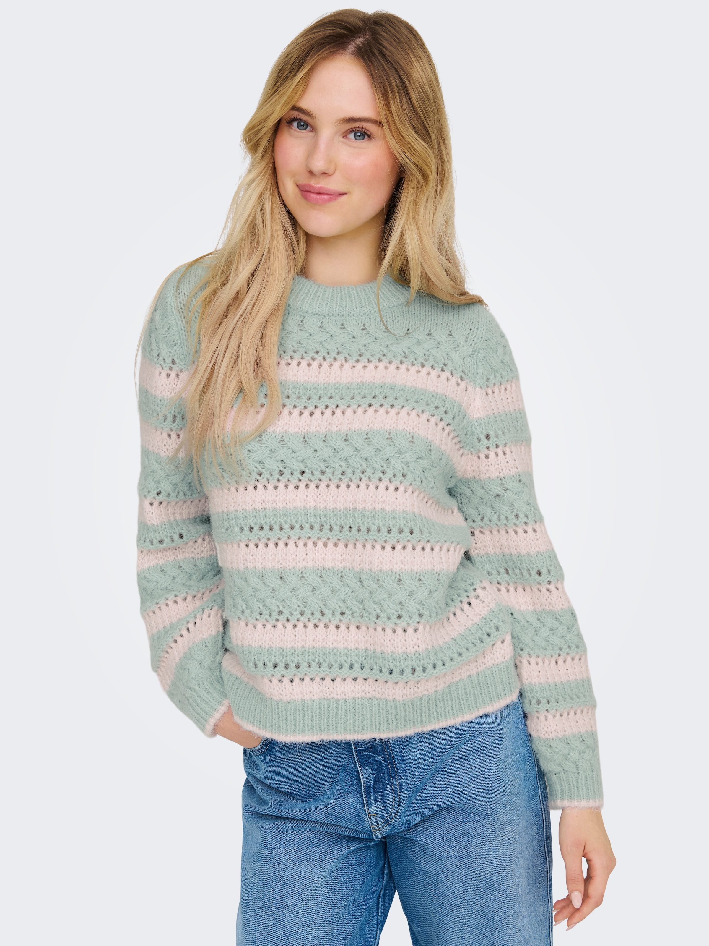ONLY Rundhalspullover »ONLKIMA LS LIFE STRIPE O-NECK CC KNT«