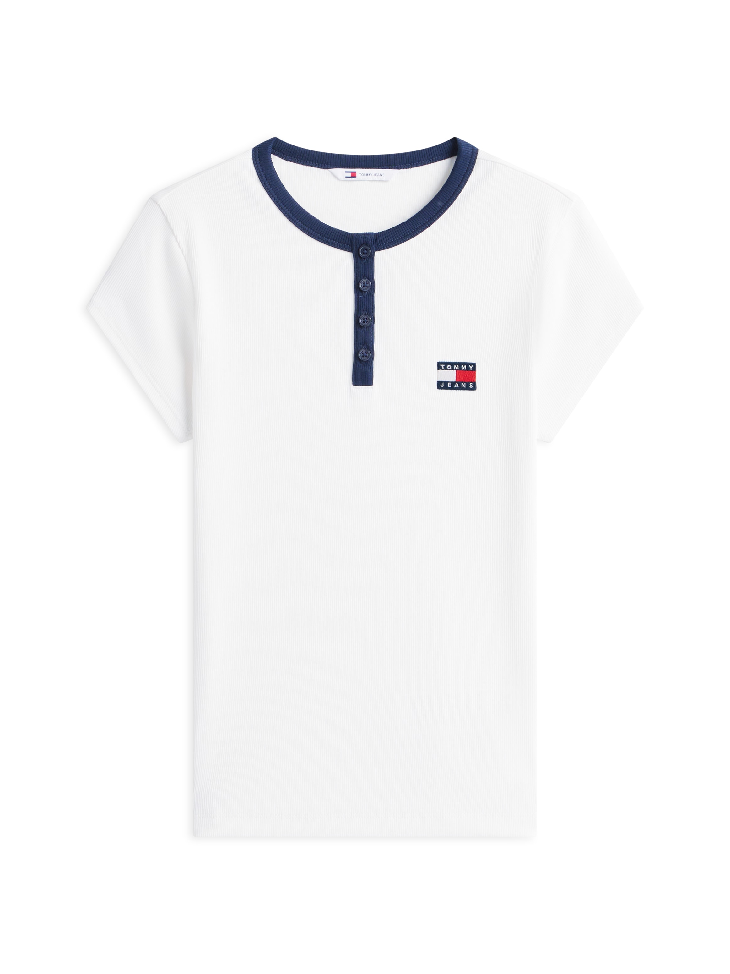 Tommy Jeans Henleyshirt »TJW SLIM HENLEY BADGE SS TEE« mit Kontrastdetail