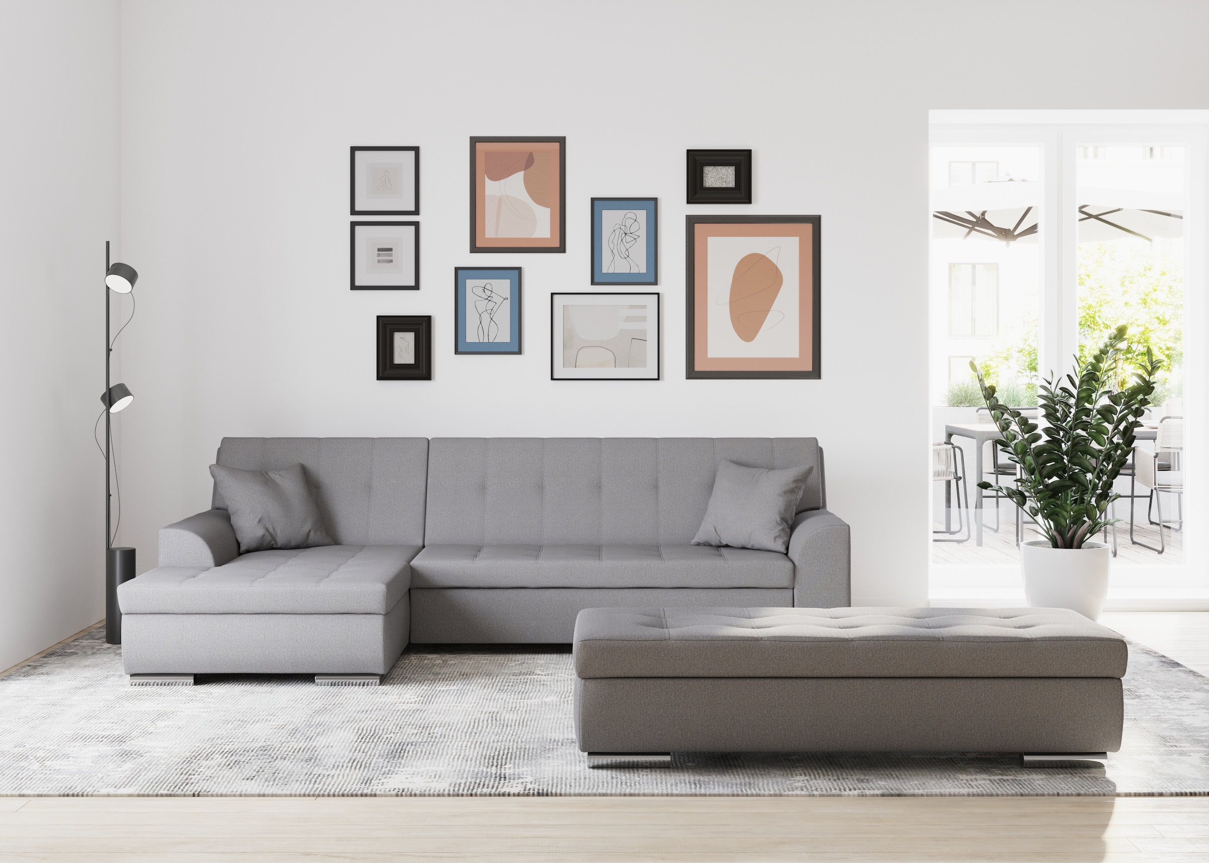 DOMO collection Ecksofa Treviso, wahlweise mit Bettfunktion, incl. Zierkissen