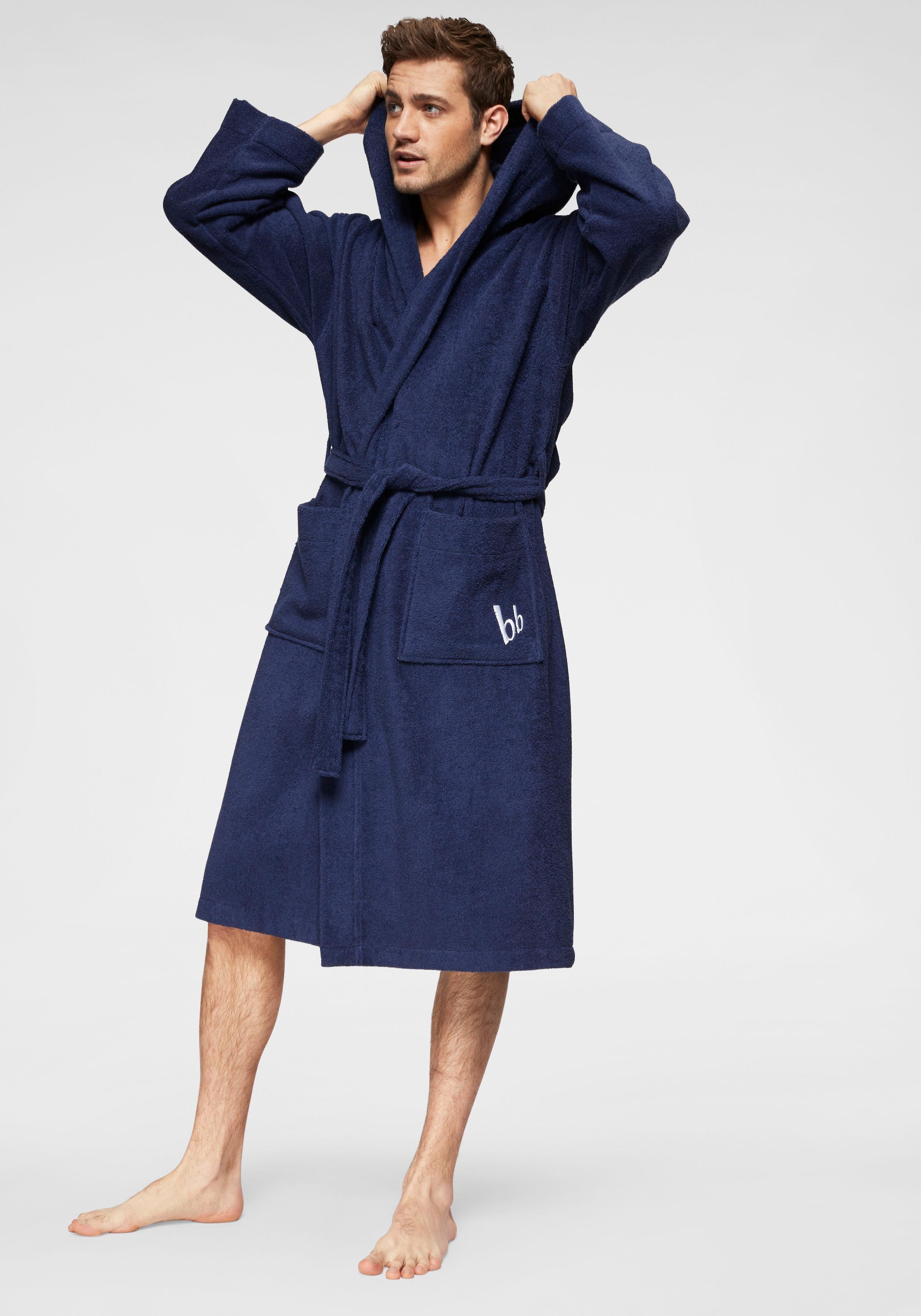 Bruno Banani Unisex-Bademantel »Robby, ideal für Sauna & Spa, Hotelbademantel, Morgenmantel«, (1 St.), Damen & Herren Bademäntel, Baumwolle, mit Taschen, Reise, Sauna, S-3XL