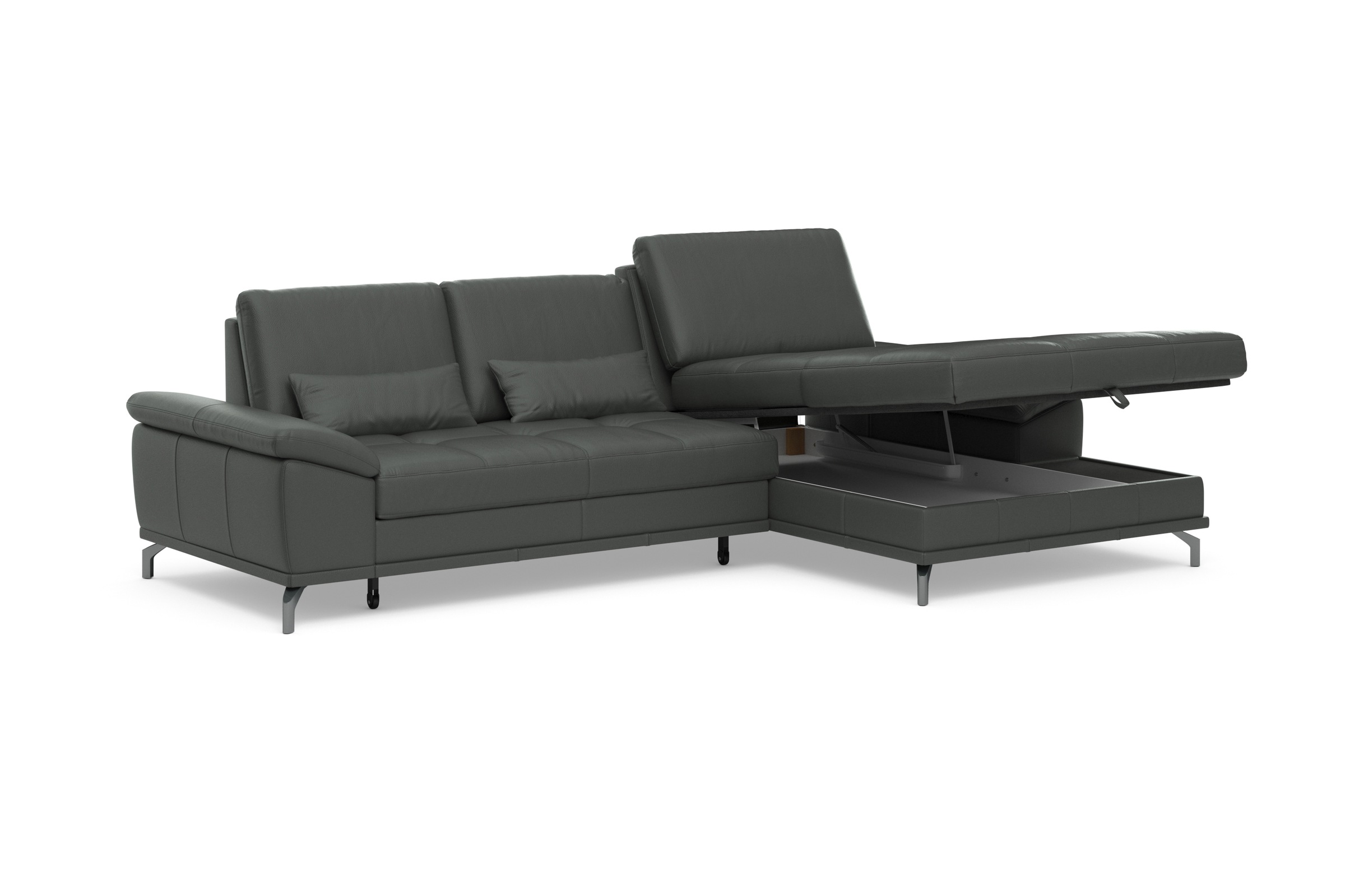 Places of Style Ecksofa Costello, mit Sitztiefenverstellung und Armlehnfunktion, incl. 3 Nierenkissen