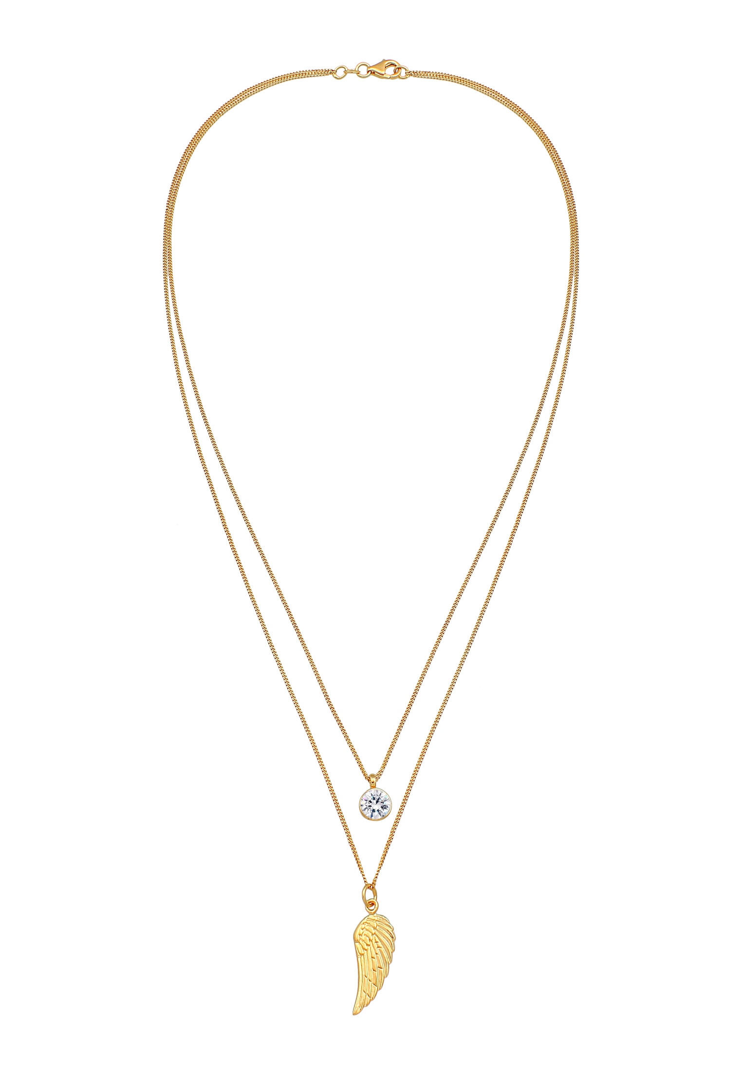 Elli Silberkette »Halskette Layer Flügel Symbol 925 Silber, mit Kristallen von Swarovski®«