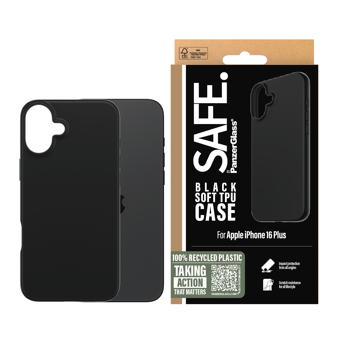 SAFE by PanzerGlass Handyhülle »Soft TPU Case für Apple iPhone 16 Plus« Smartphones Backcover, Schutzhülle, Handyschutzhülle, Case, Schutzcase, stoßfest