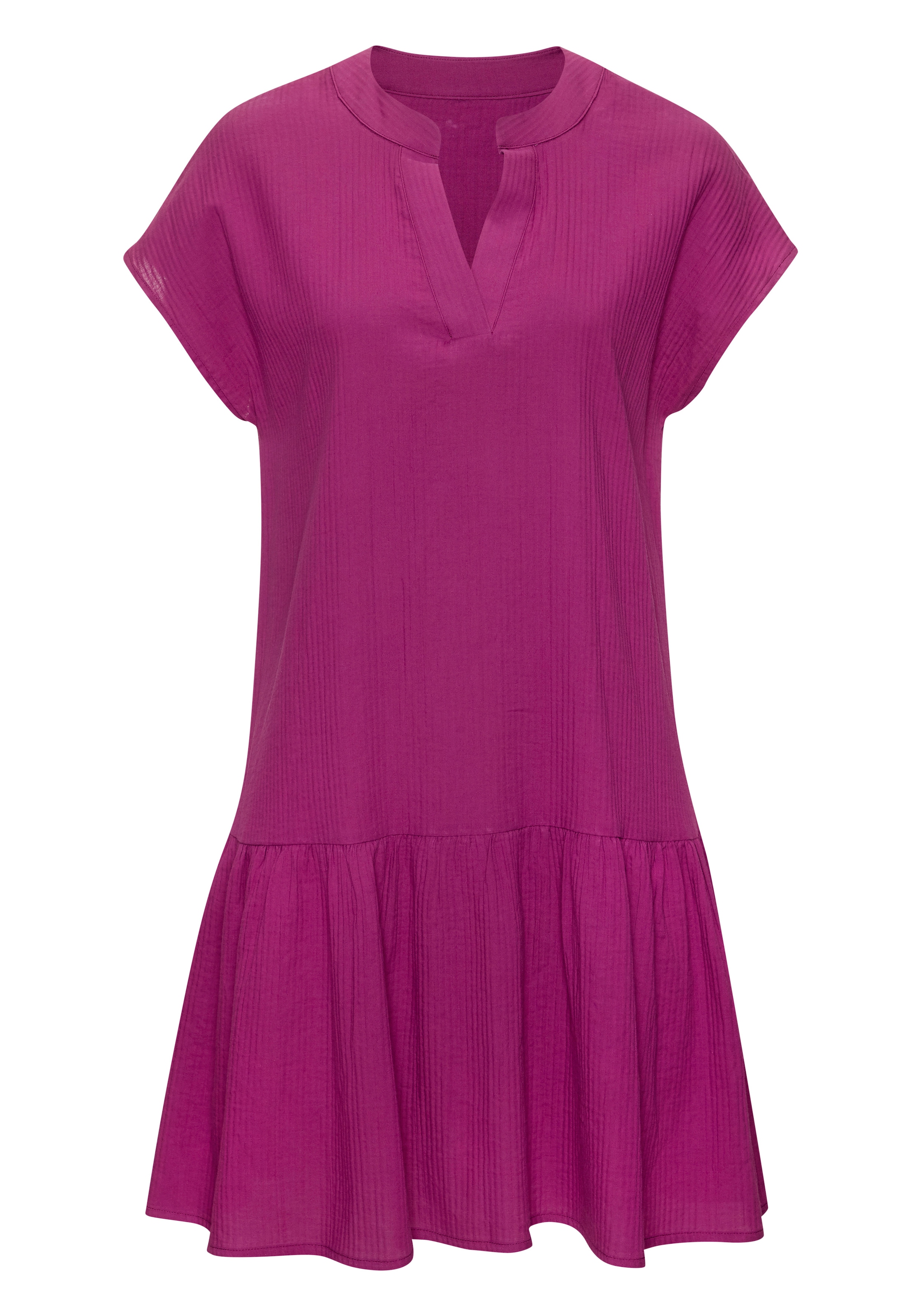 Vivance Blusenkleid »aus strukturierter Ware mit Volant« Ohne Taschen lockeres Tunikakleid, Sommerkleid, Strandkleid, Basic