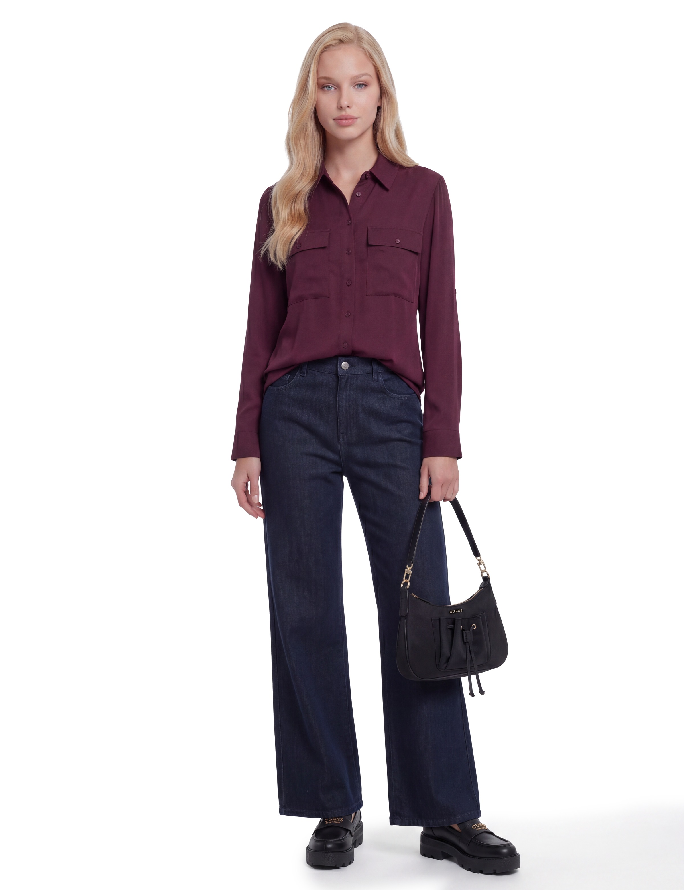 Guess Hemdbluse »ANNAMARIA EQUIPMENT LS SHIRT« in Viskosequalität, Regular Fit