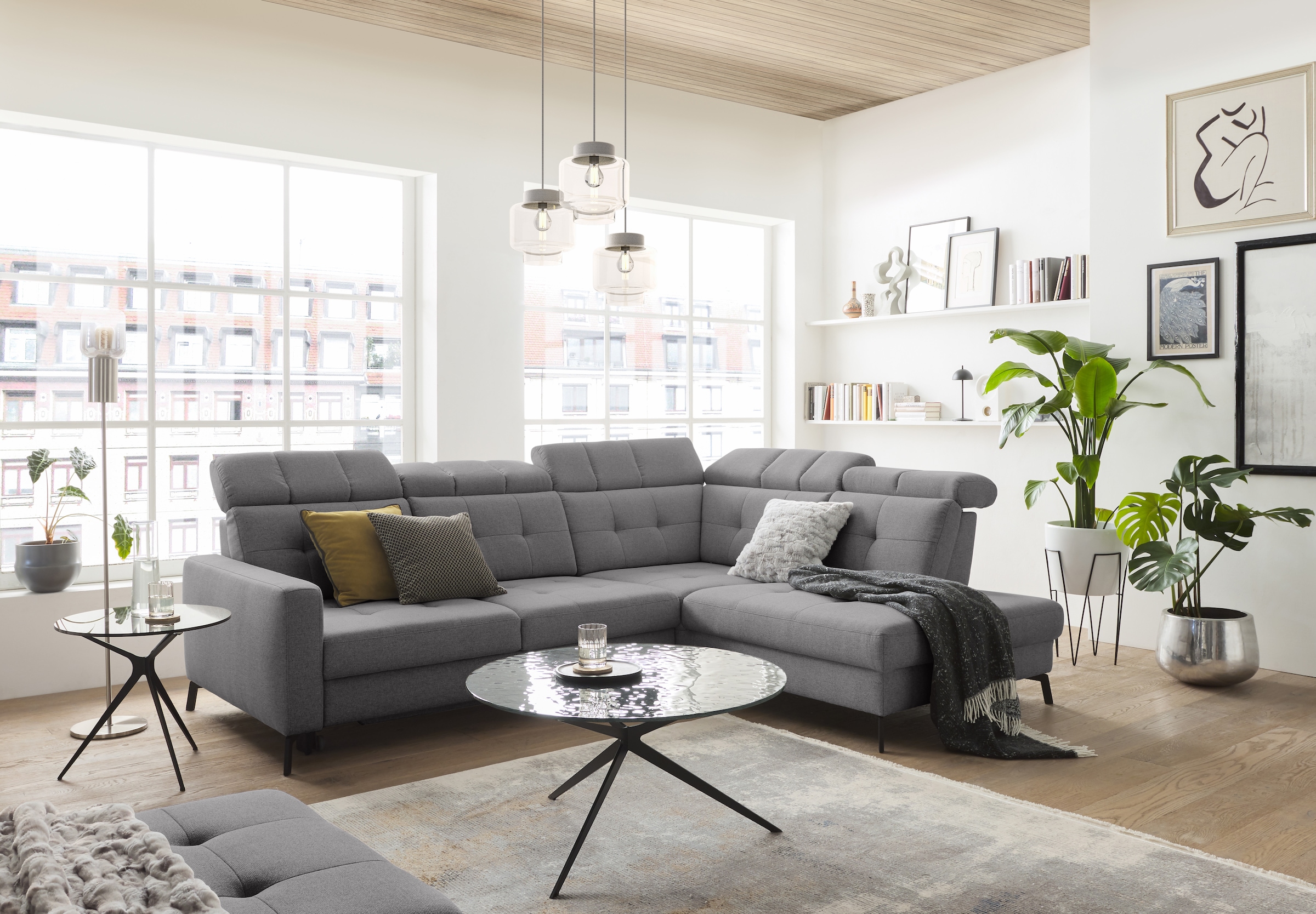 Musterring Ecksofa »MR 4615« mit Kopf- und Rückenverstellung, Metallfuß schwarz, Maße 272 x 214 cm