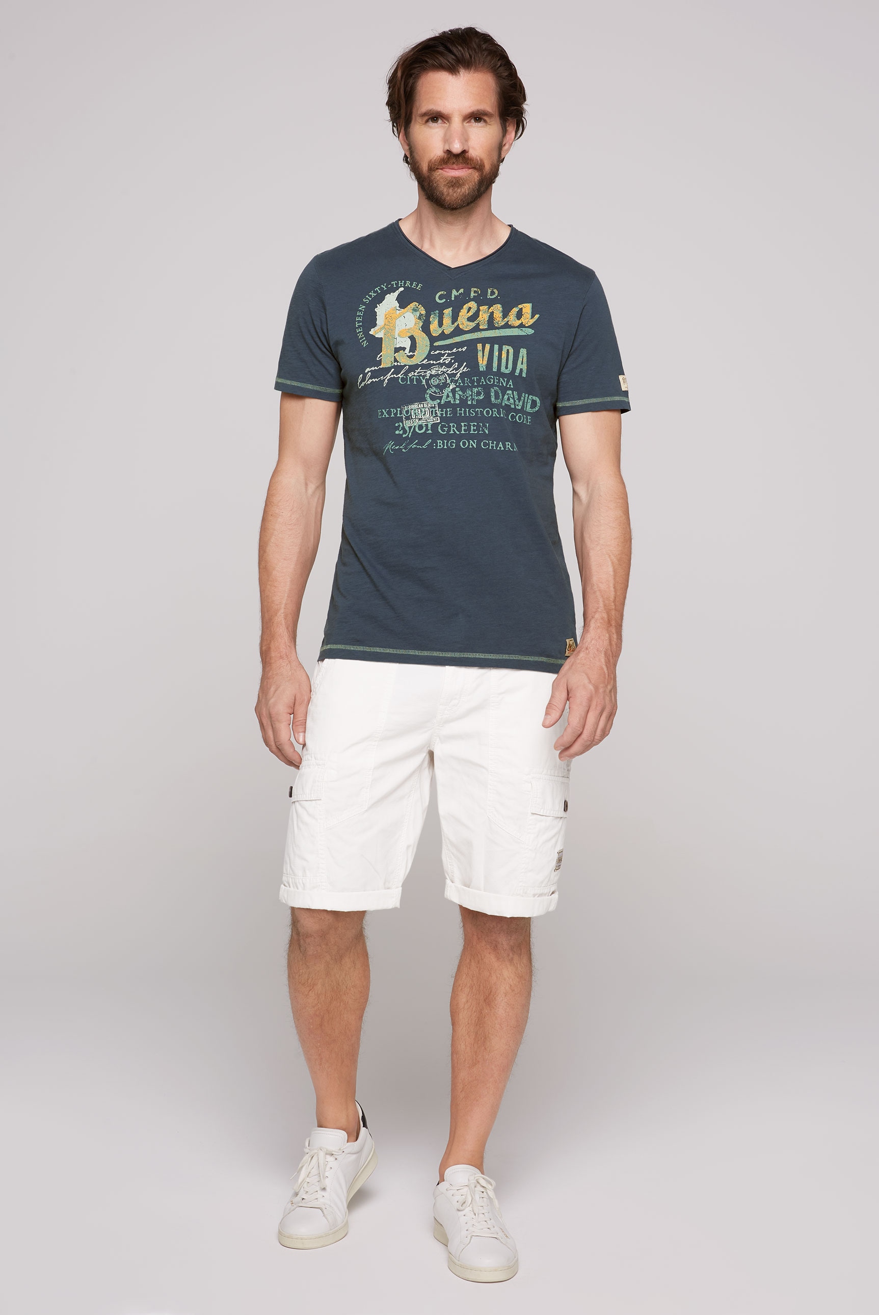 CAMP DAVID T-Shirt, mit Front- und Backprint
