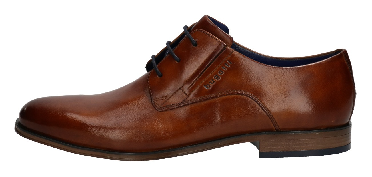 bugatti Schnürschuh  Anzugschuh, Business Schuh mit Logoschriftzug mit feinem Blockabsatz