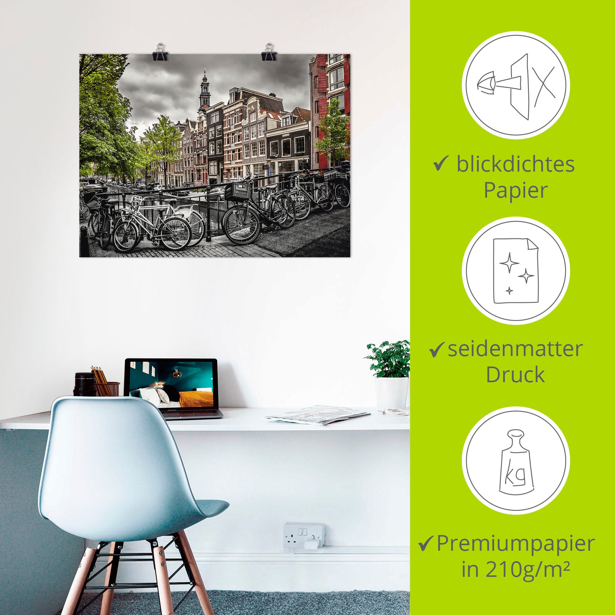 Artland Poster »Amsterdam Bloemgracht I«, Fahrräder, (1 St.), als Leinwandbild, Wandaufkleber oder Poster in versch. Größen