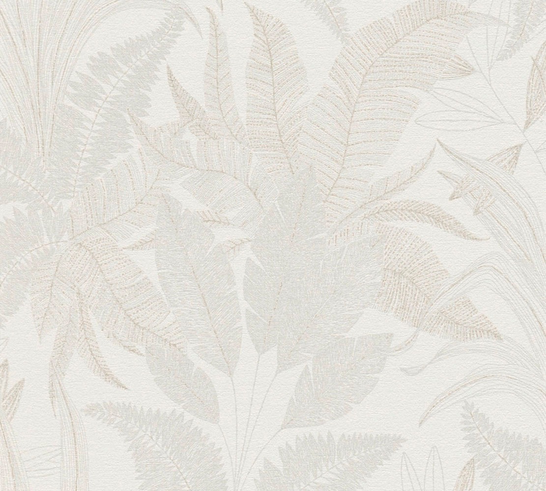 living walls Vliestapete »Stories of Life florale Tapete Blätter Creme Beige« Wald | botanisch | floral leicht strukturiert Metallic Vliestapete für Schlafzimmer Tapeten Wohnzimmer Schlafzimmer