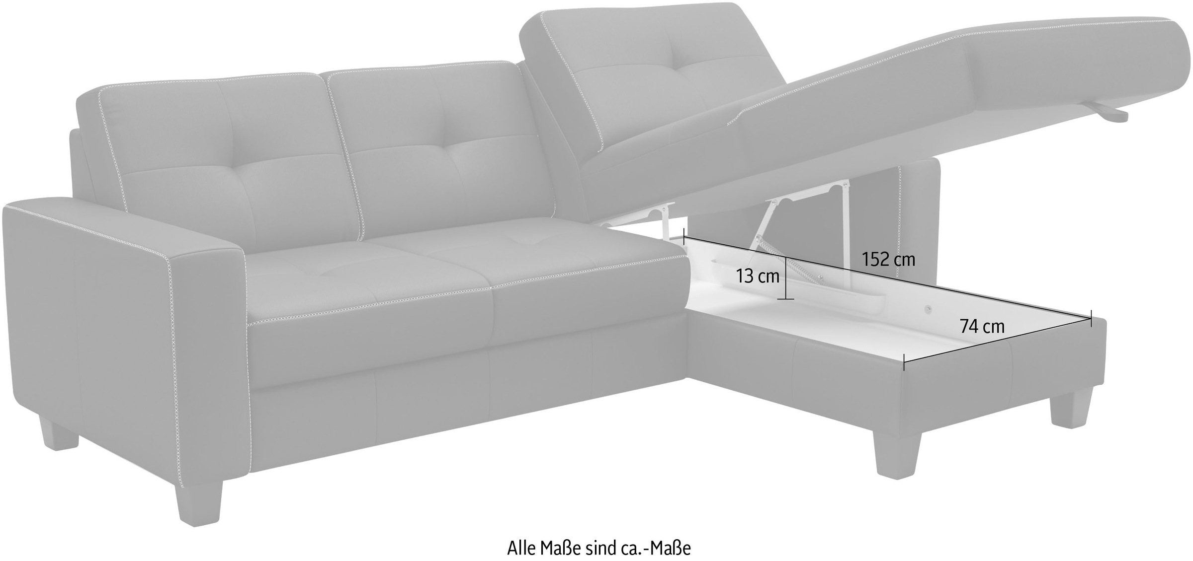 Places of Style Ecksofa »Varese«, wahlweise mit Bettfunktion und Bettkasten