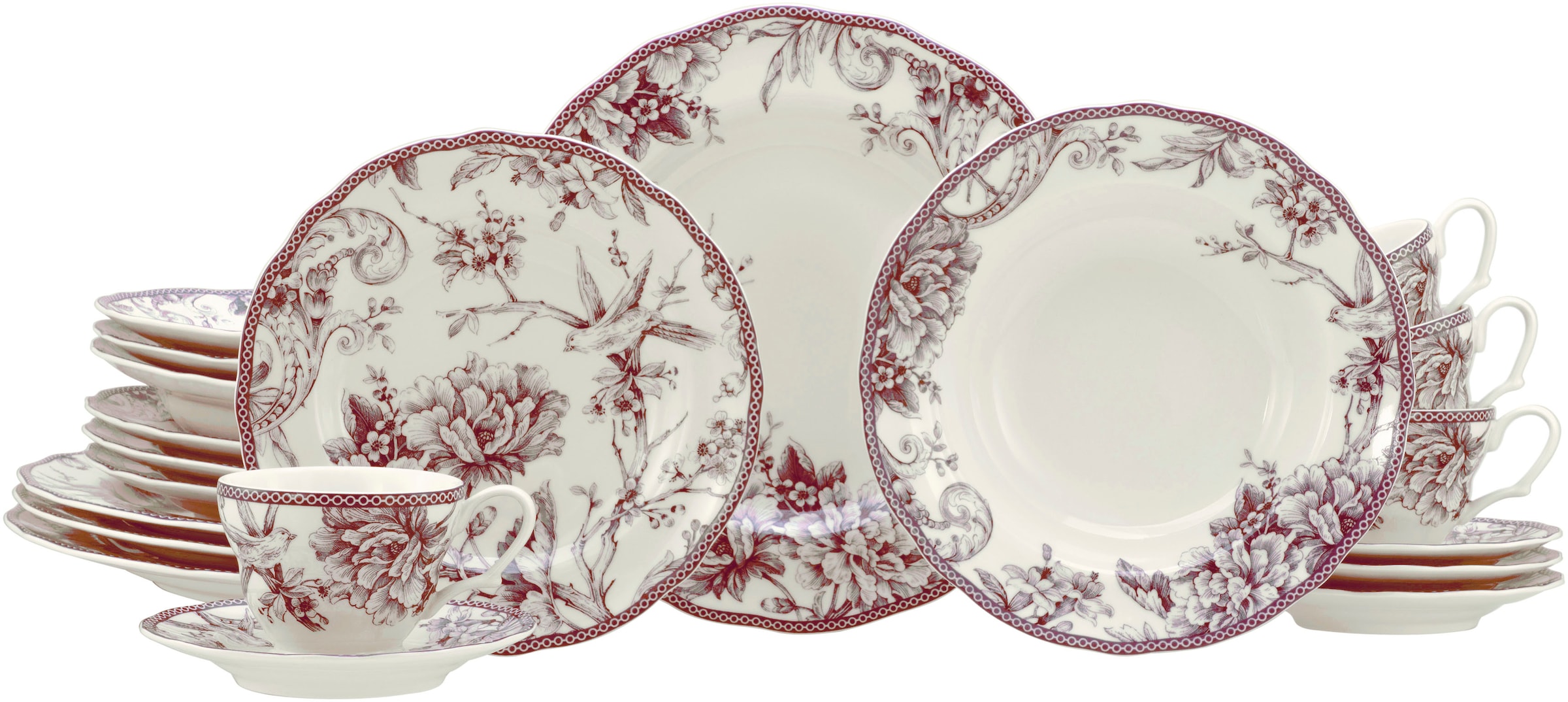 CreaTable Kombiservice »Adelaide, Service 20-tlg.« Nostalgischer Vintage Dekor, Elegante Form