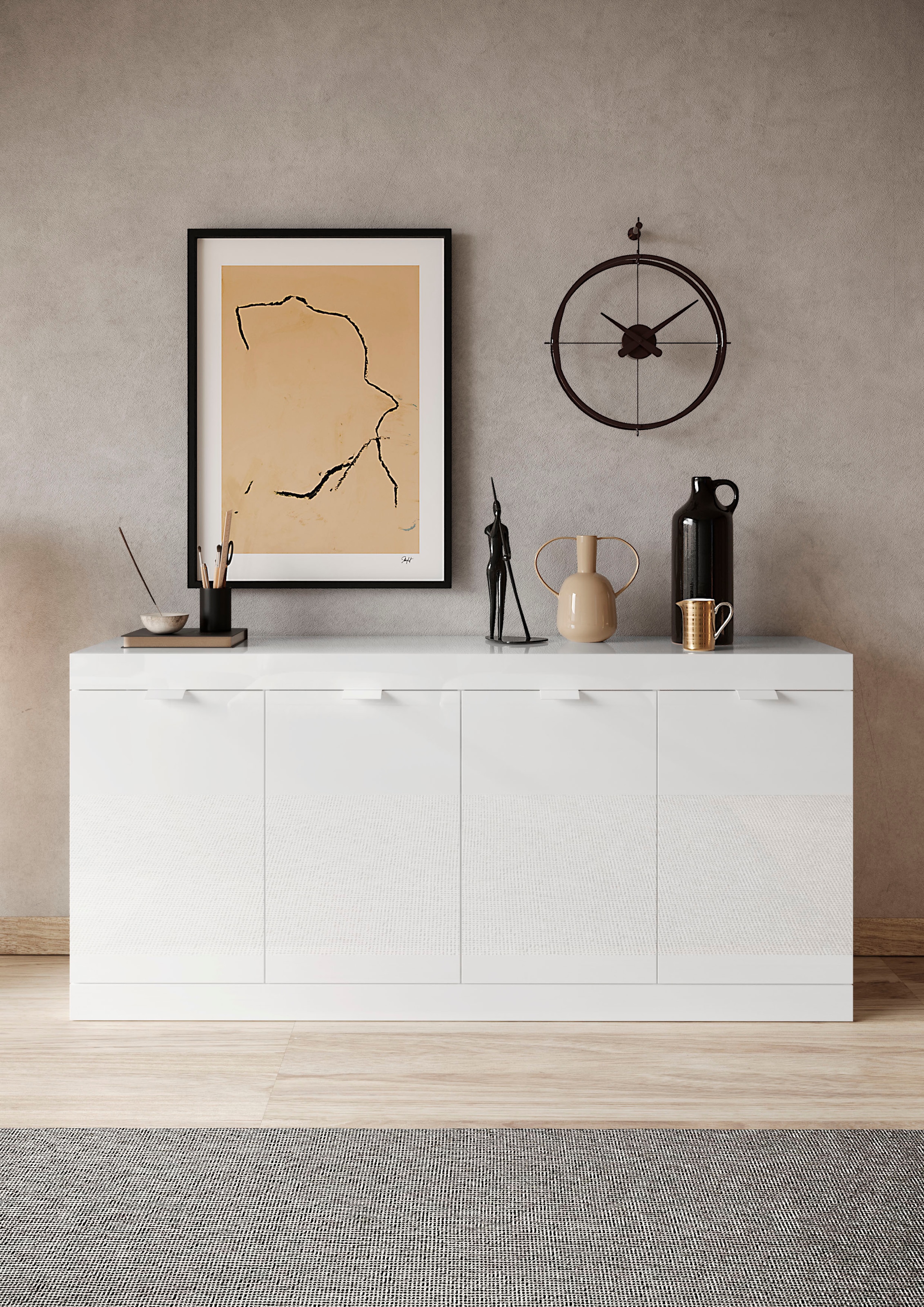INOSIGN Sideboard »Slim«, Breite 181 cm, weiß Hochglanz Lack