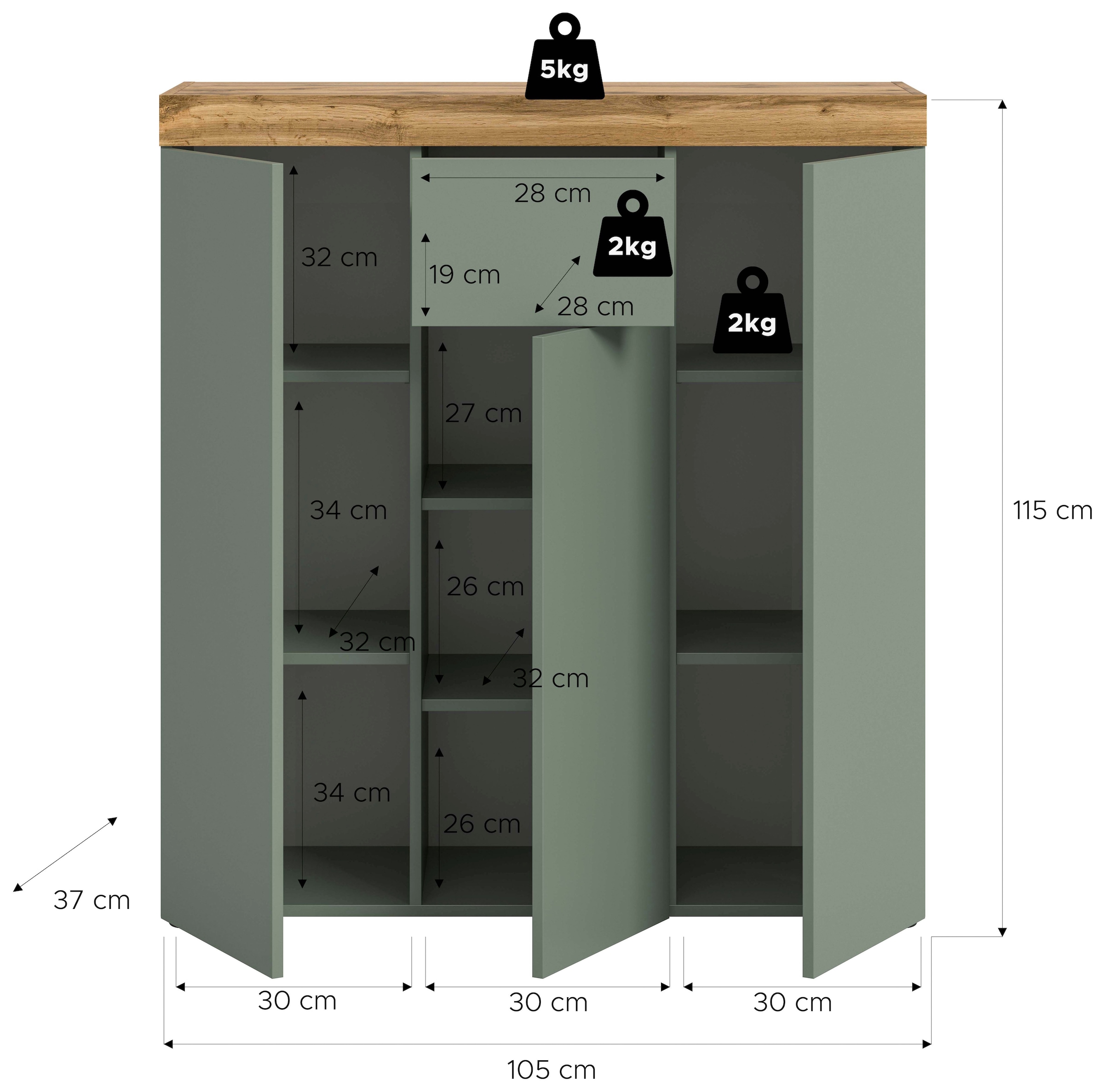 OTTO home Highboard »MAMBO, TOPSELLER!, Höhe 115 cm, in verschiedenen Farben erhältlich« 2 farbige Ausführung, in verschiedenen Farben erhältlich, 1 Stk. tlg. Kommode, Sideboard, Wohnzimmer, Schlafzimmer
