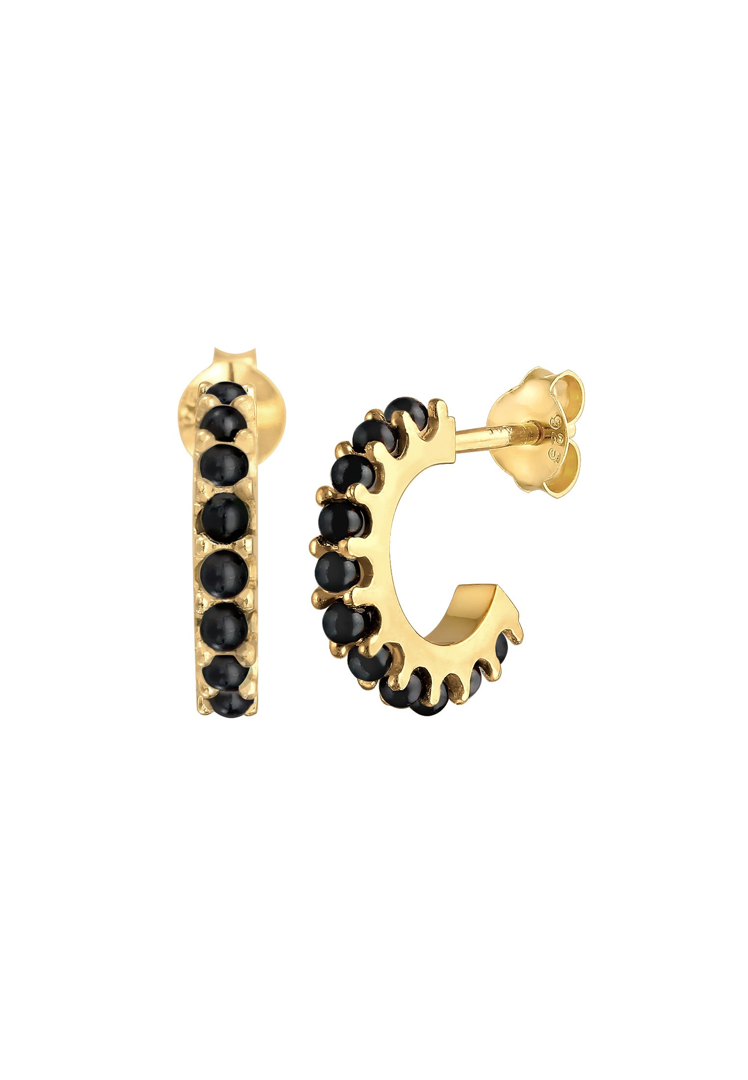 Elli Paar Ohrstecker »Ohrringe Creolen black-white synthetische Perlen 925 Silber«