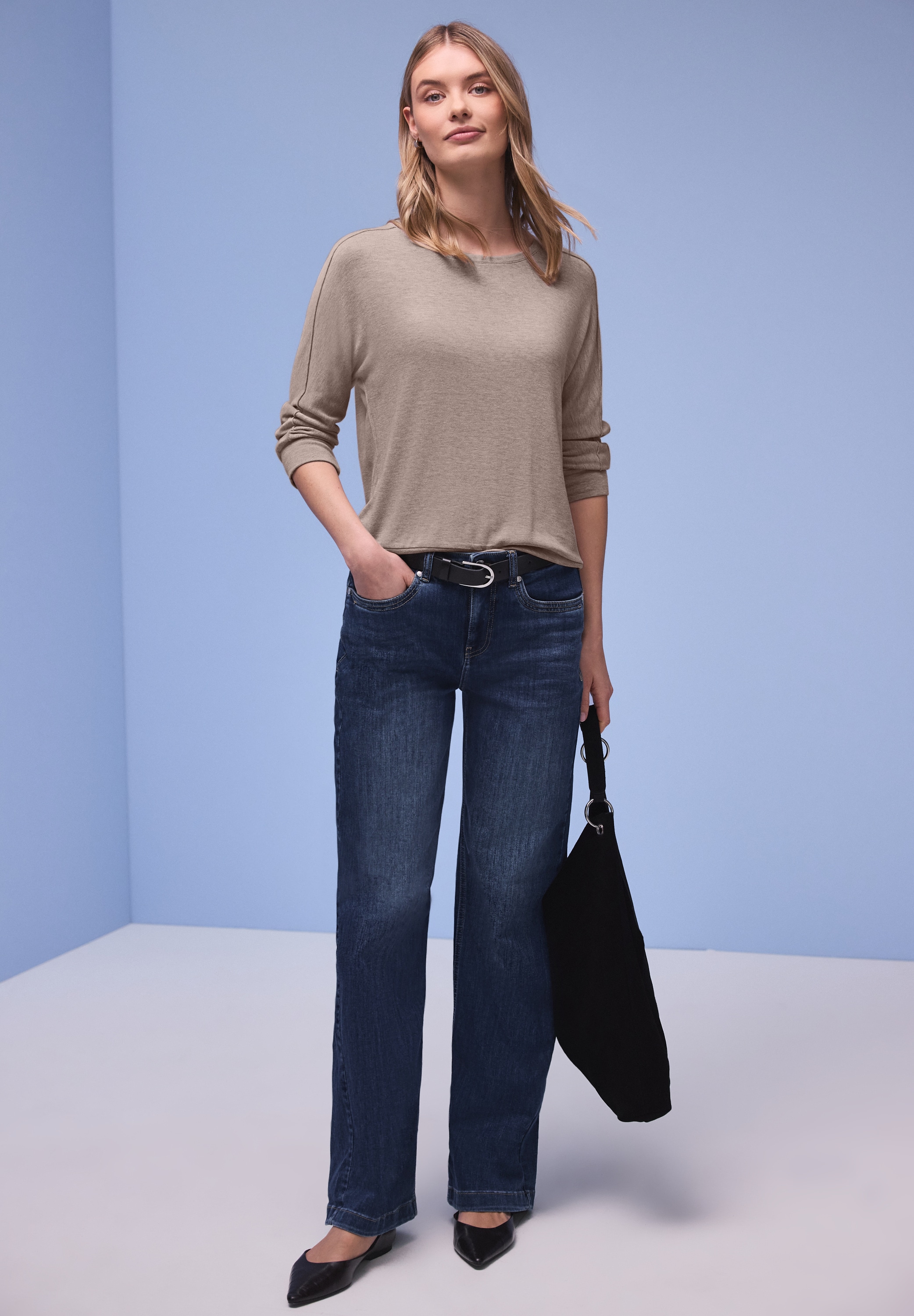 STREET ONE 3/4-Arm-Shirt im Melange-Look