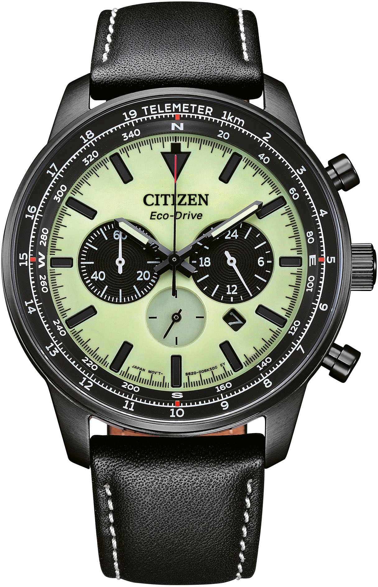 Citizen Chronograph »CA4505-21X«, Armbanduhr, Herrenuhr, Solar, Stoppfunktion, Lederarmband