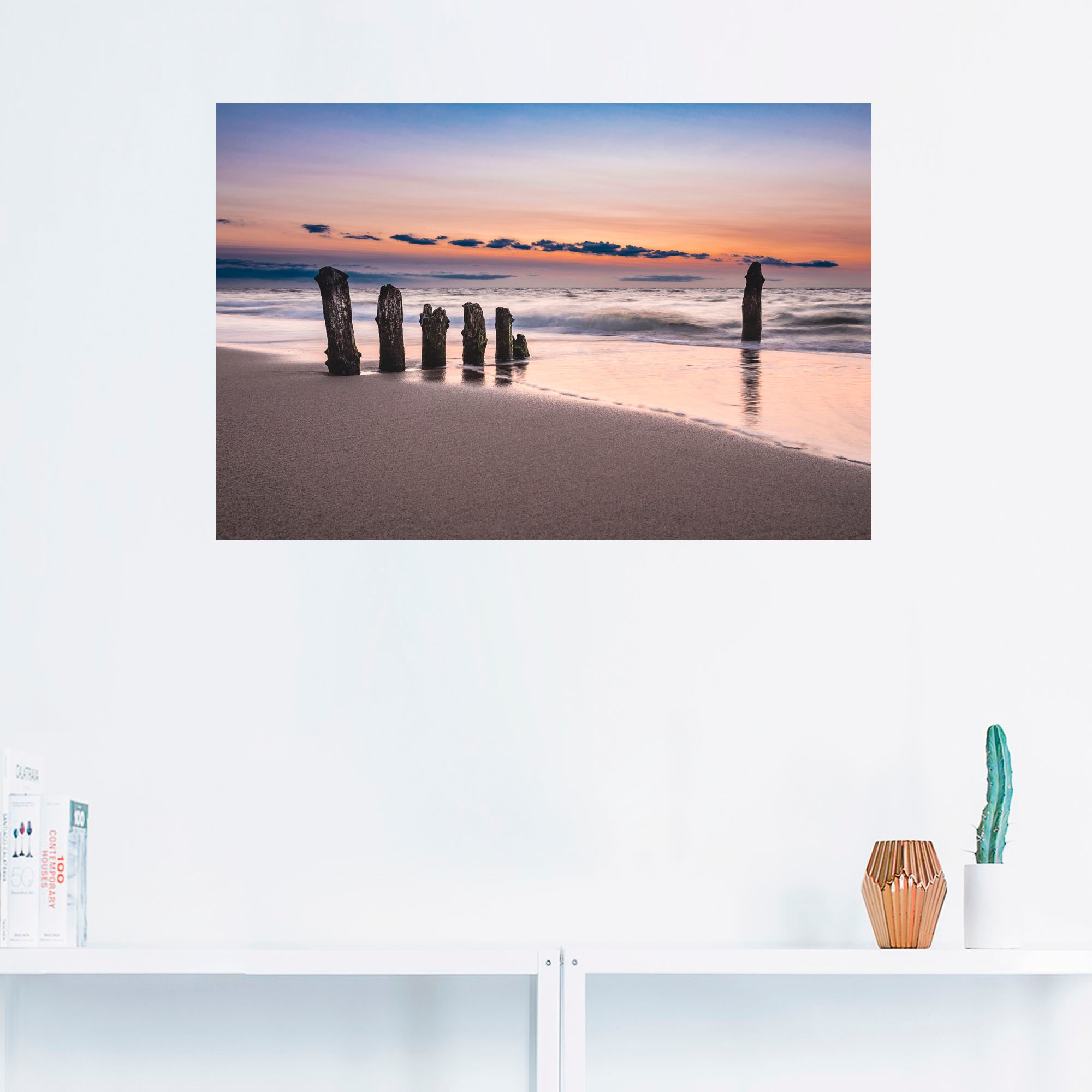 Artland Wandbild »Buhne an der Küste der Ostsee«, Strand, (1 St.), als Alubild, Outdoorbild, Leinwandbild, Wandaufkleber, versch. Größen