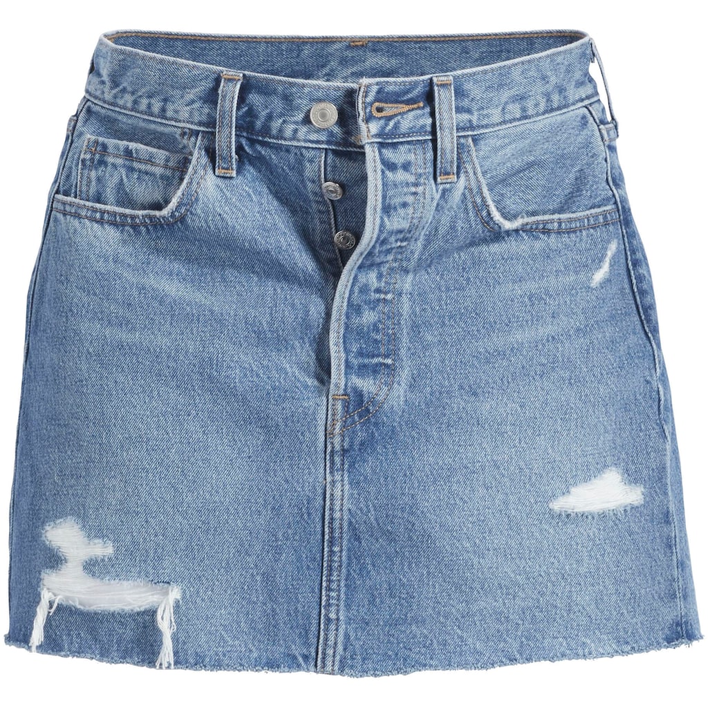 Levi's® Jeansrock »ICON SKIRT«, mit Used-Effekten und ausgefransten Kanten