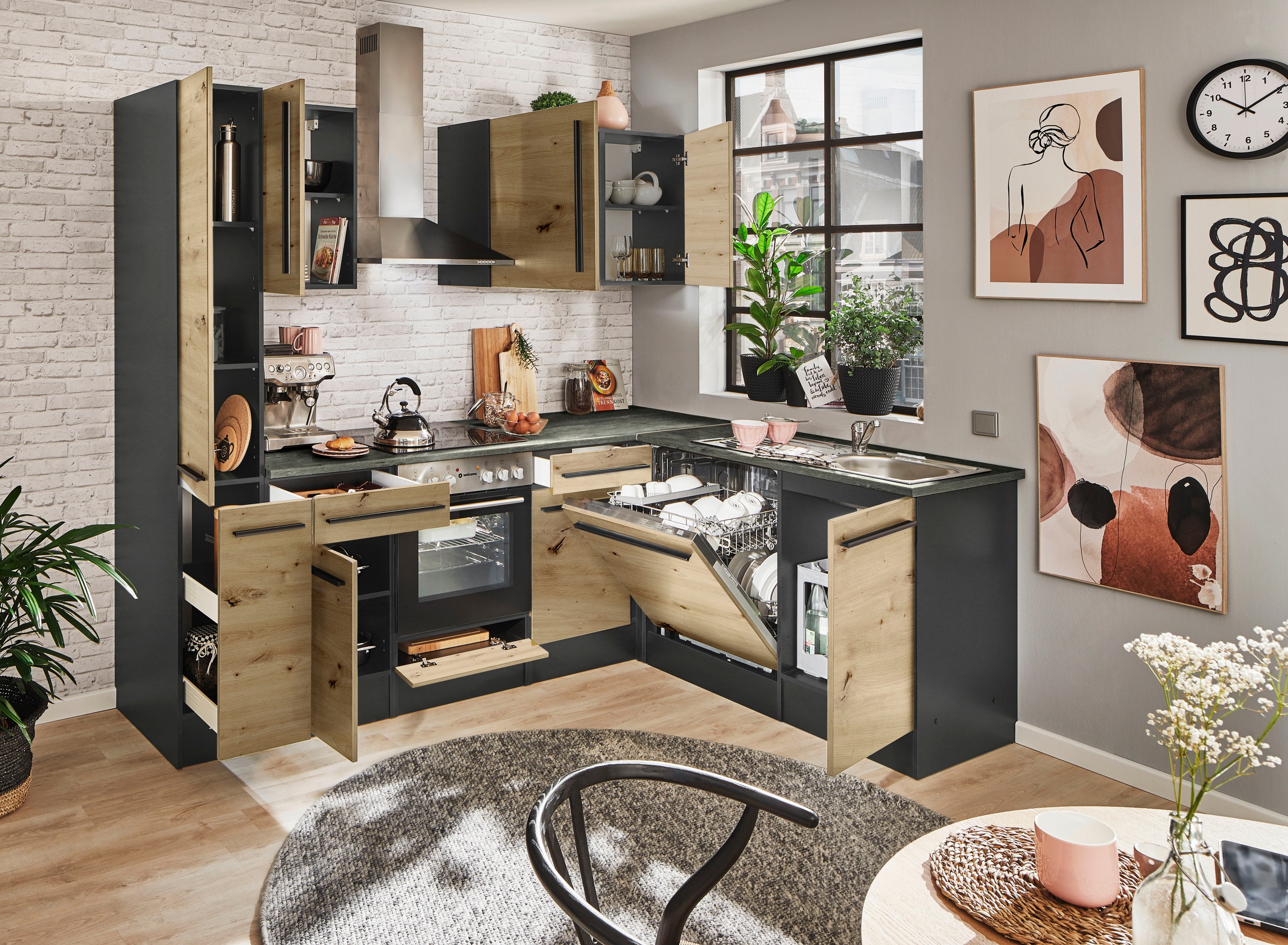 BASIC by Balculina Winkelküche »Jazz« Stellbreite 250x175 cm, wahlweise mit E-Geräten