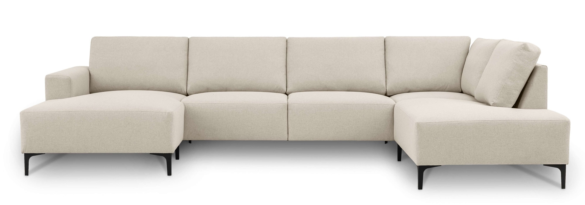 Home affaire Wohnlandschaft »Tournon U-Form, XXL Sofa, Breite 333 cm, Webstoff, Chenille«, Designsofa im nordischen Stil, Wellenunterfederung, Metallfüße