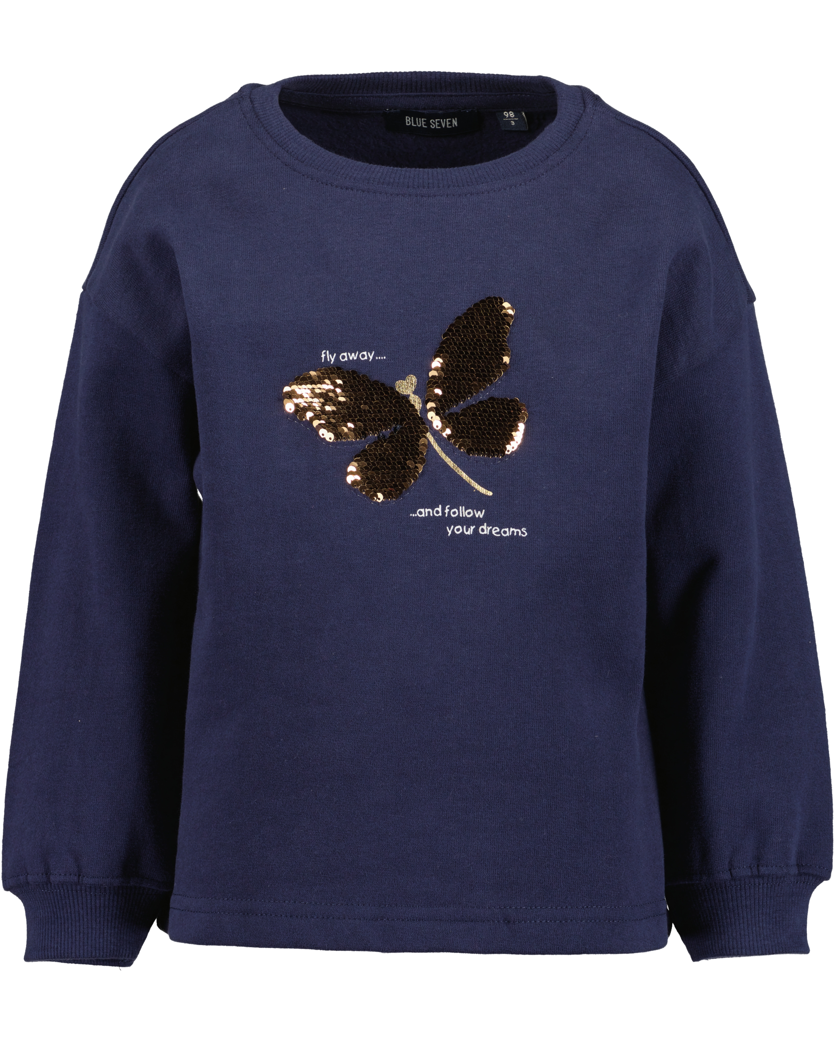 Blue Seven Mädchen Sweatshirt mit tollem Motiv mit Wendepailletten in blau, Größe 122