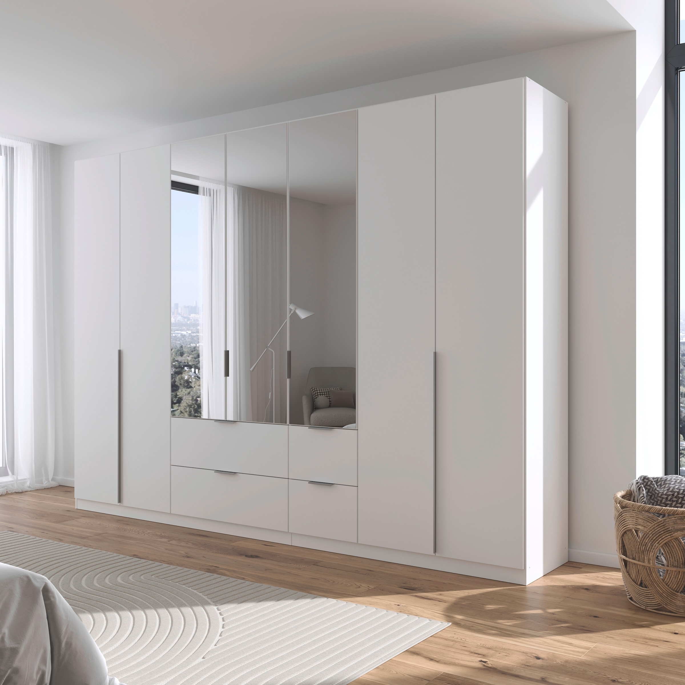 rauch Drehtürenschrank »Kleiderschrank Schrank Garderobe AGORDO mit Dekor- oder Hochglanzfront«, (in zwei Griff-Farben, Breiten 91-360 cm), mit Außenschubkästen, in 7 Breiten und 2 Höhen MADE IN GERMANY