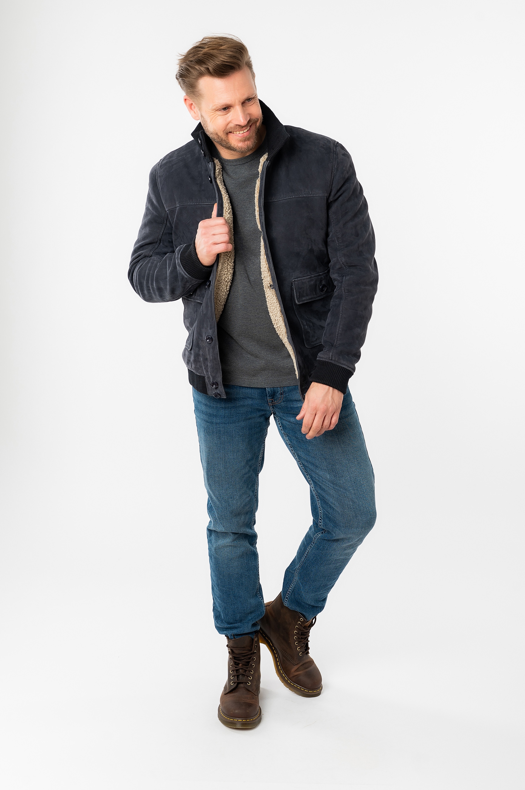 Mauritius Lederjacke »MMThalor« mit geripptem Stehkragen