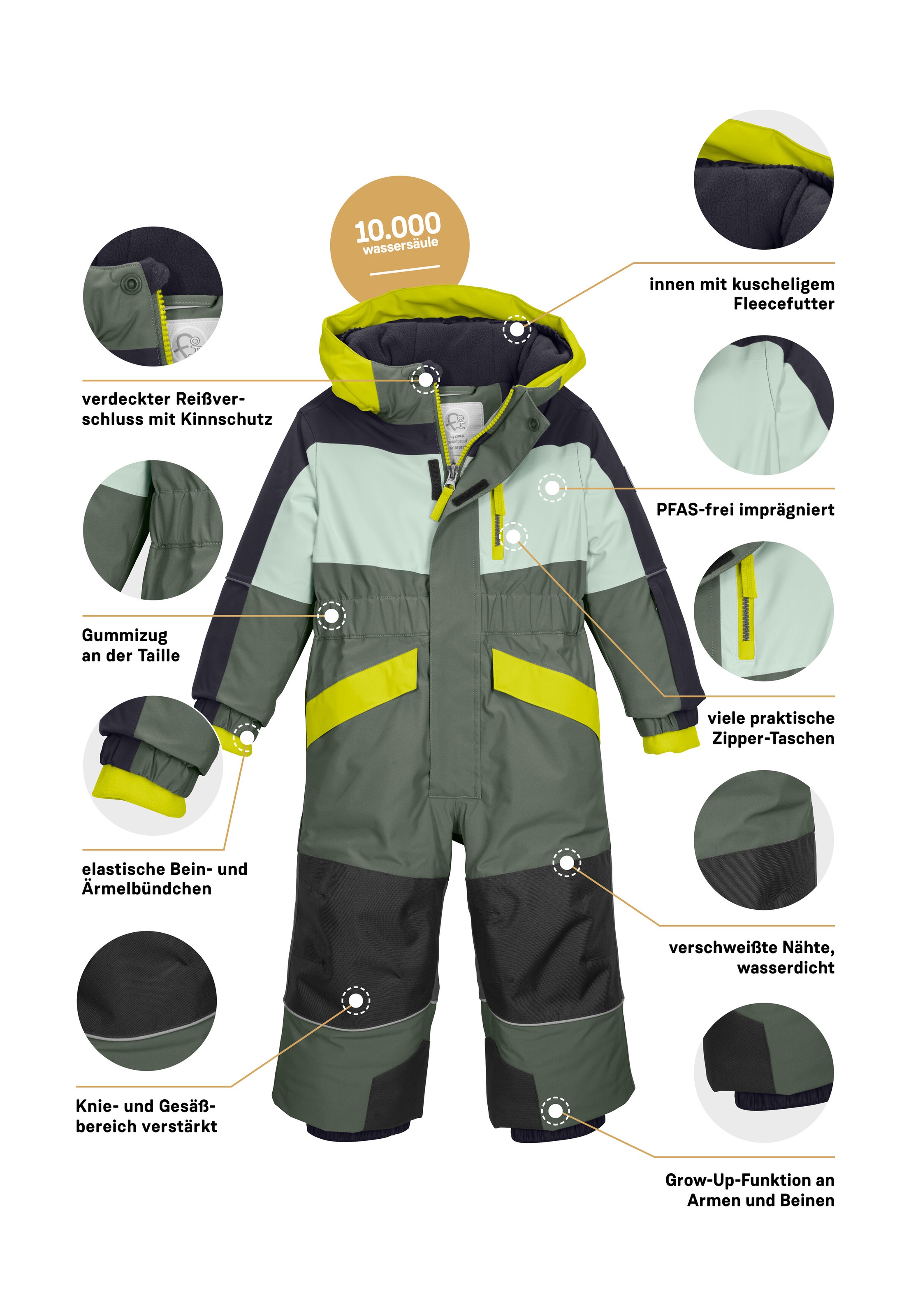 first instinct by killtec Overall »FISW 47 MNS ONPC« Warm gefütterter, wind- u. wasserdichter Schneeanzug, Grow-Up-Funktion