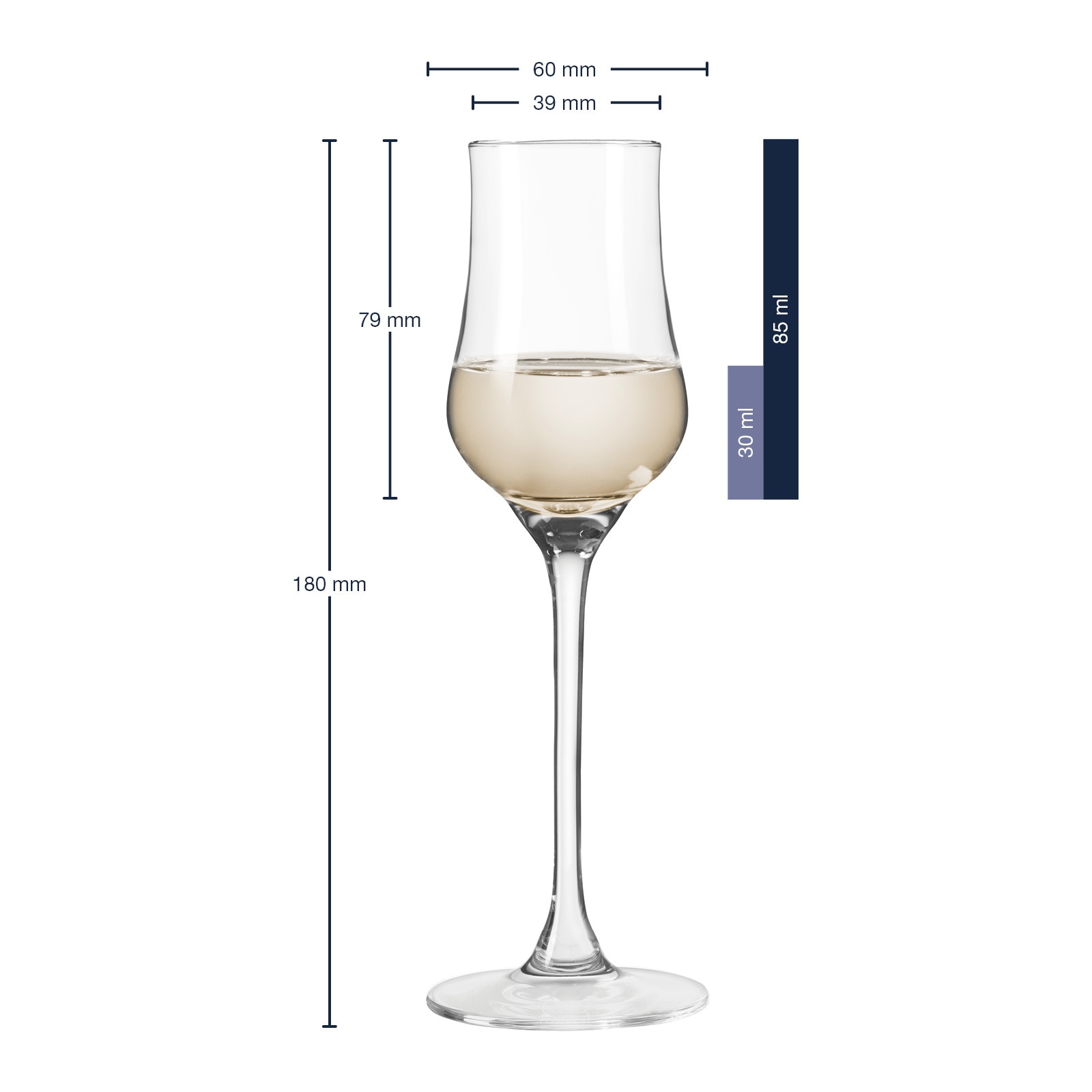 LEONARDO Aperitifglas »Grappagläser mit Füllstrichen Puccini Gastro-Edition 2 & 4 cl 6er Set transparent«