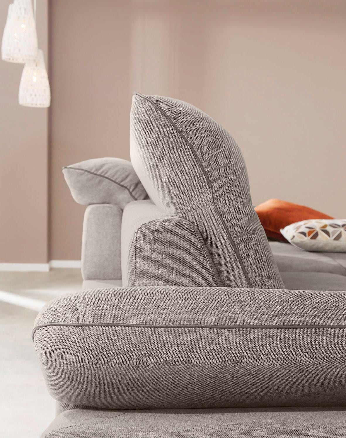 W.SCHILLIG Ecksofa »enjoy&MORE, mit tollem Sitzkomfort, elegant und bequem, L-Form«, mit Sitztiefenverstellung, Füße silber matt, Breite 294 cm