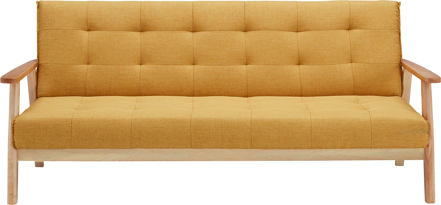 Salesfever Schlafsofa »Skagen 3-Sitzer Sofa« Holzgestell Sofa: Entspannung und Schlaf auf 190cm Breite in gelb, Größe B/H/T: 190 cm x 81 cm x 85 cm