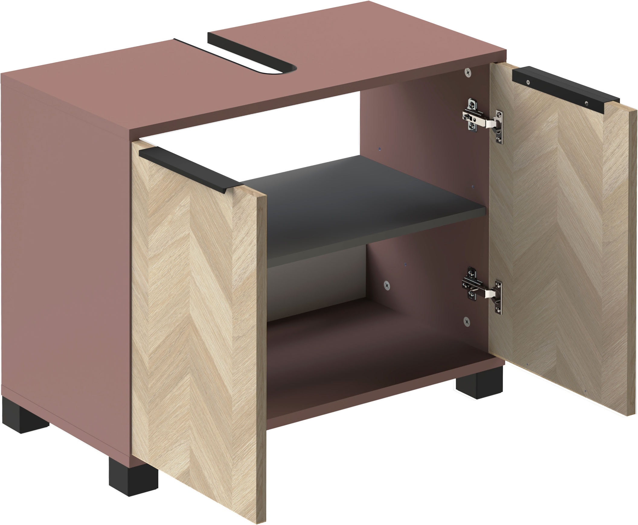 Schildmeyer Waschbeckenunterschrank »PIAZZA, 2 Türen, Breite 65,1 cm, MADE IN GERMANY« 1 Stk. tlg. Türen im Fischgräten-Dekor, MADE IN GERMANY