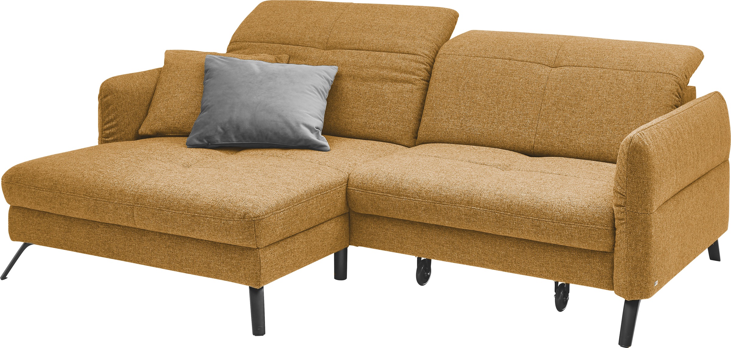 set one by Musterring Ecksofa »SO 4400 V« wahlweise mit motorischer Bettfunktion & Kopfverstellung, Fuß schwarz