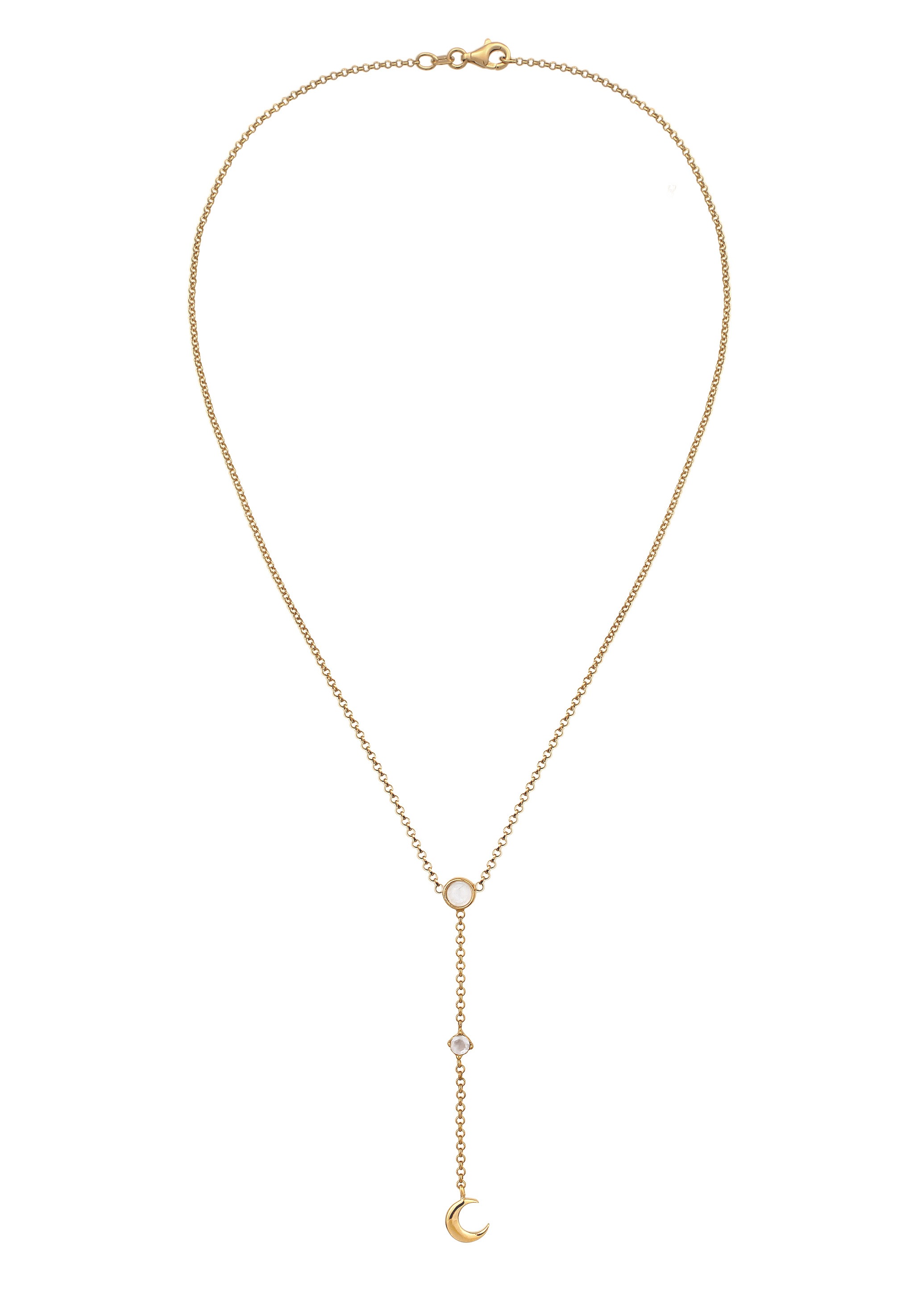 Elli Y-Kette »Halskette Y-Kette Halbmond Regenbogen Mondstein 925 Sterling Silber«