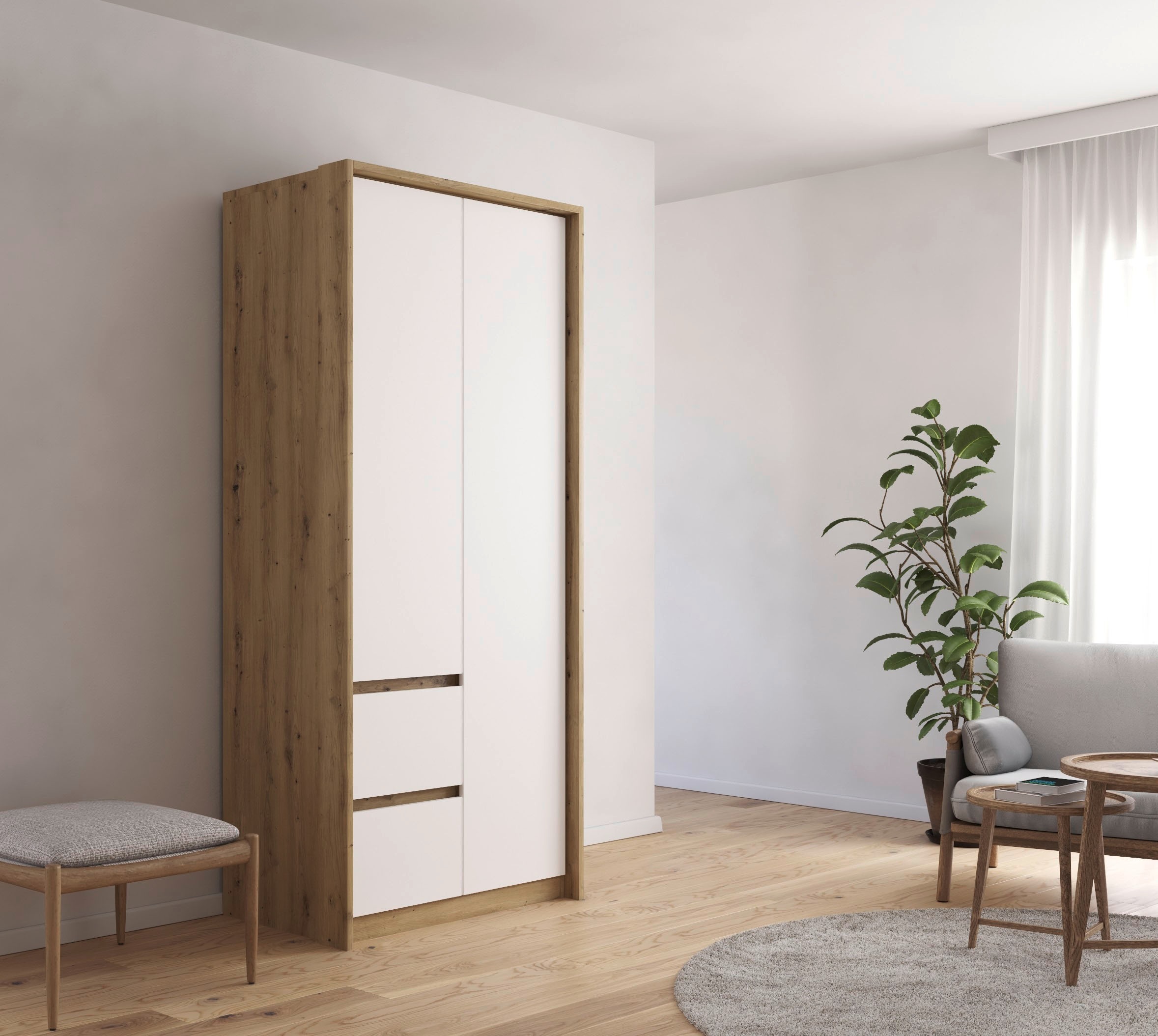 rauch Drehtürenschrank »Mainz mit Passepartout« optional mit Beleuchtung, Außentüren mit Push-to-Open Funktion