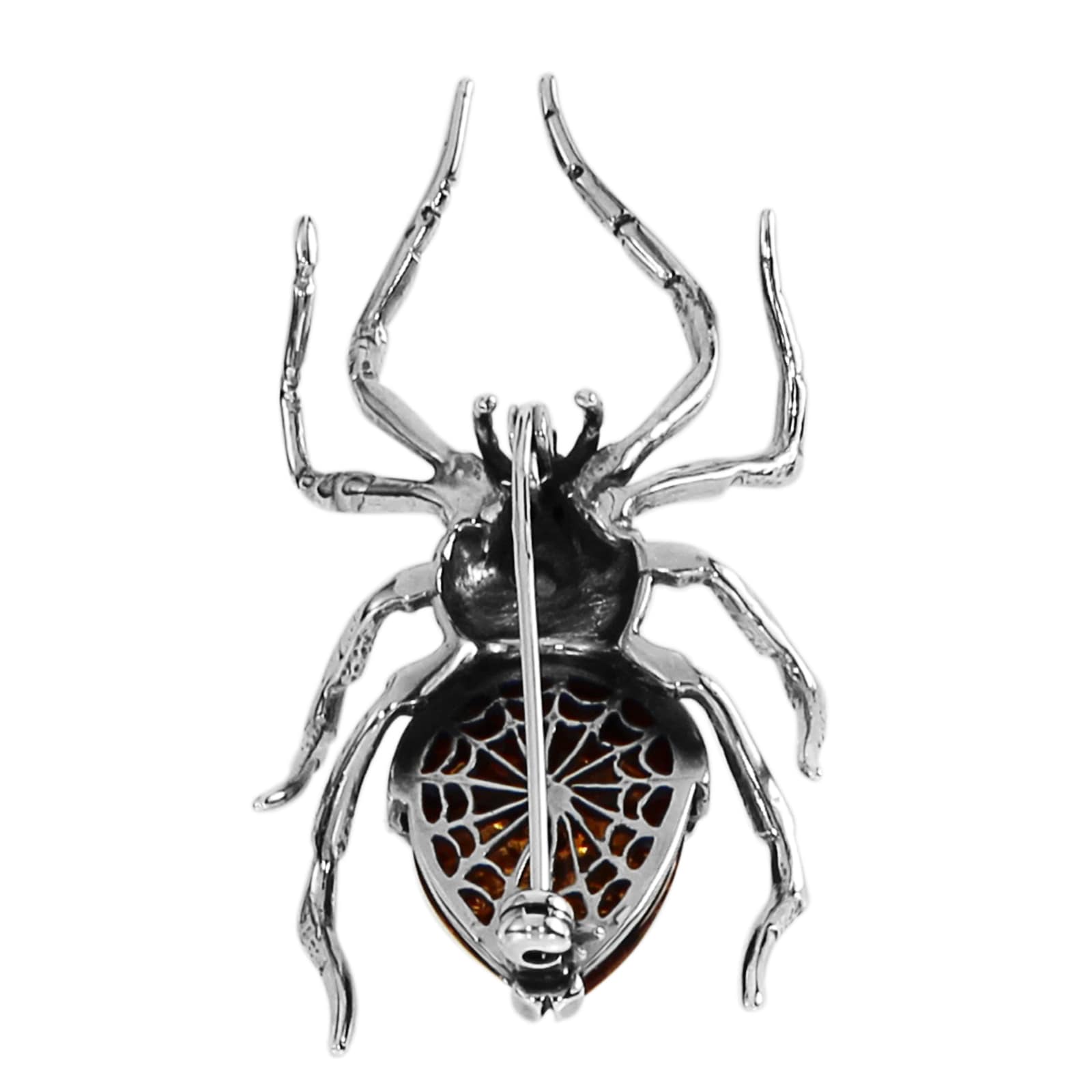 OSTSEE-SCHMUCK Brosche »- Spinne - Silber 925/000 - Bernstein&Schmuckstein«