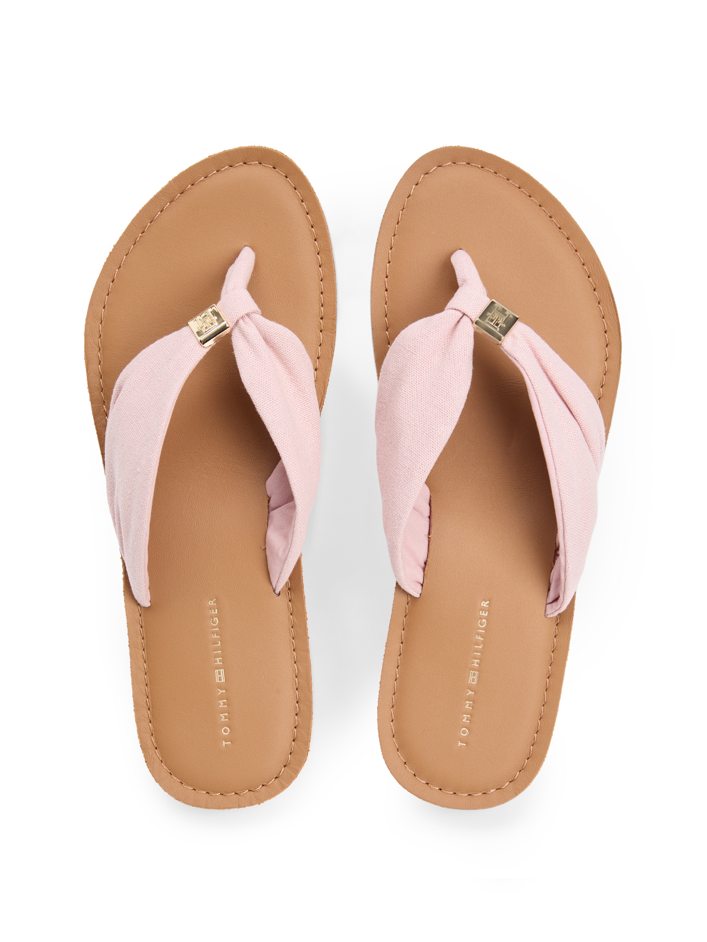 Tommy Hilfiger Zehentrenner »TH LTR FOOTBED SUMMER SANDAL«  Sommerschuh, Strandschuh, Dianette, Flat mit Logoemblem