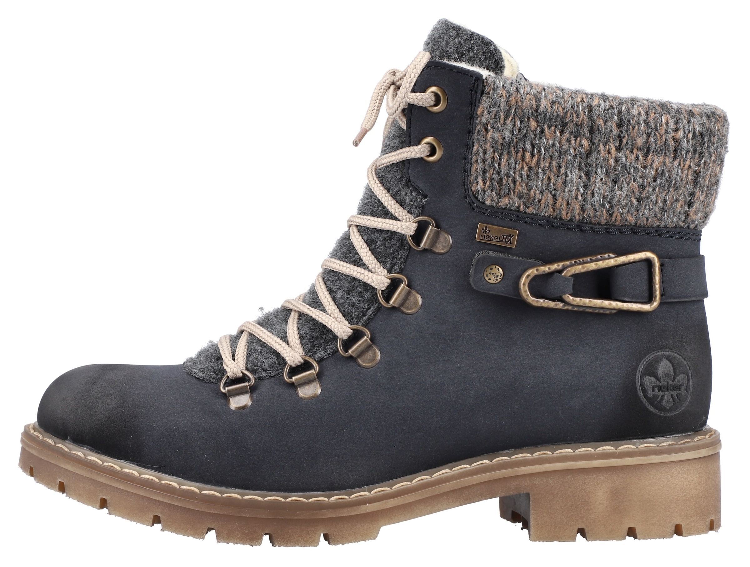 Rieker Winterstiefelette, Winterboots, Schnürboots mit Strickrand und Rieker-TEX