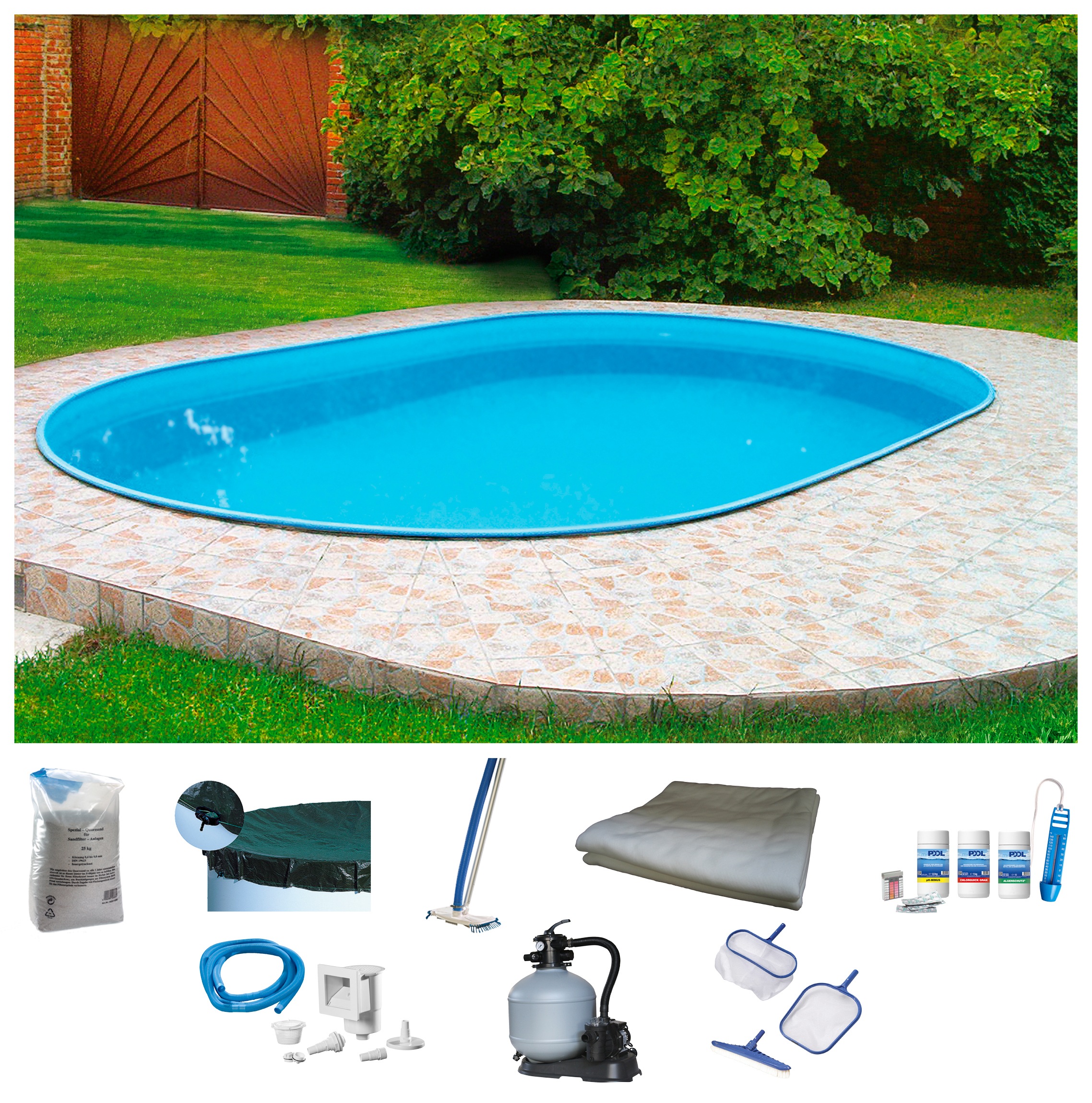 MyPool Ovalpool »Premium«, (Set), 9-tlg., BxLxH: 400x800x135 cm