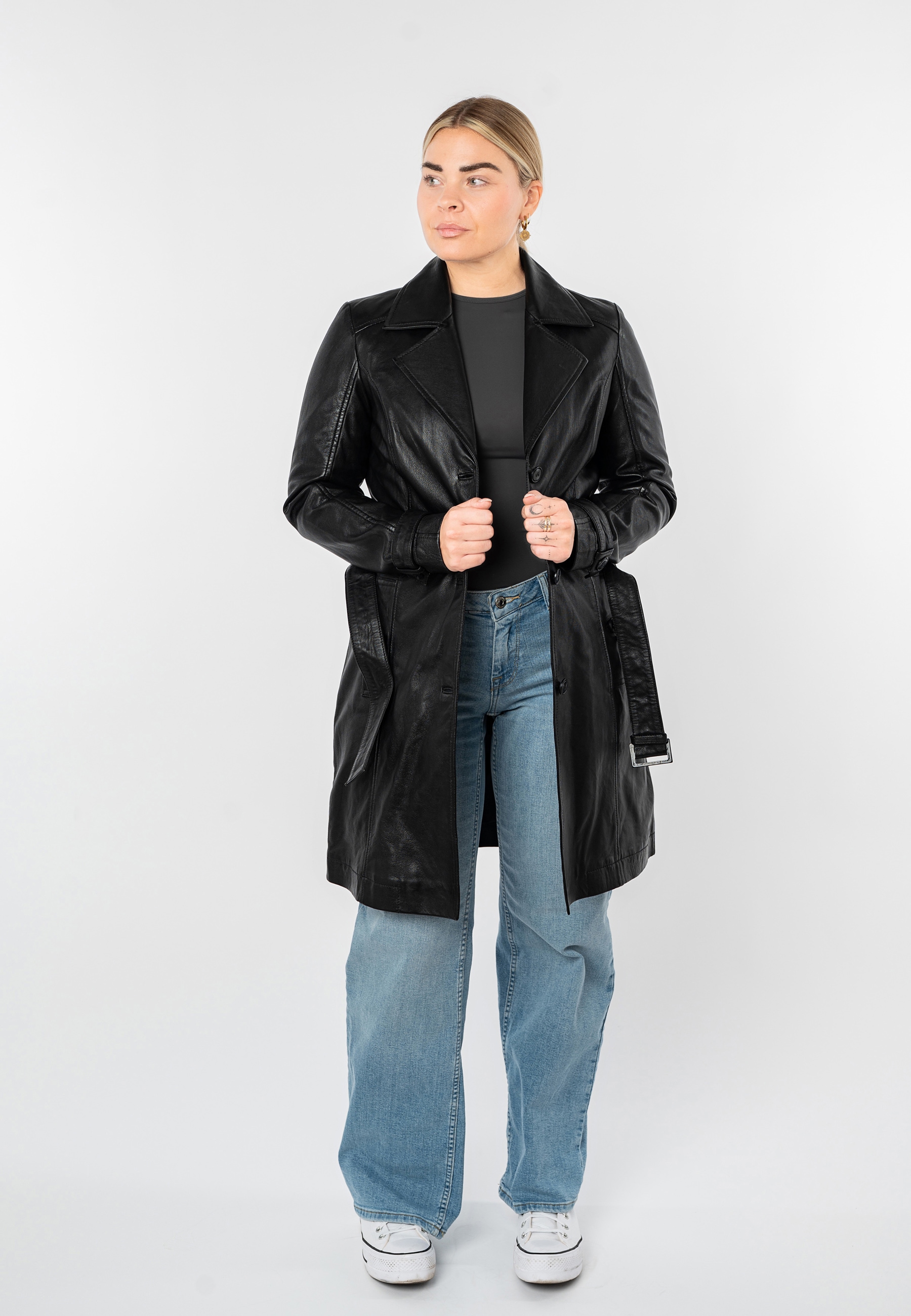 Mauritius Trenchcoat »MWLeoniz« aus Echtleder, mit Taillengürtel