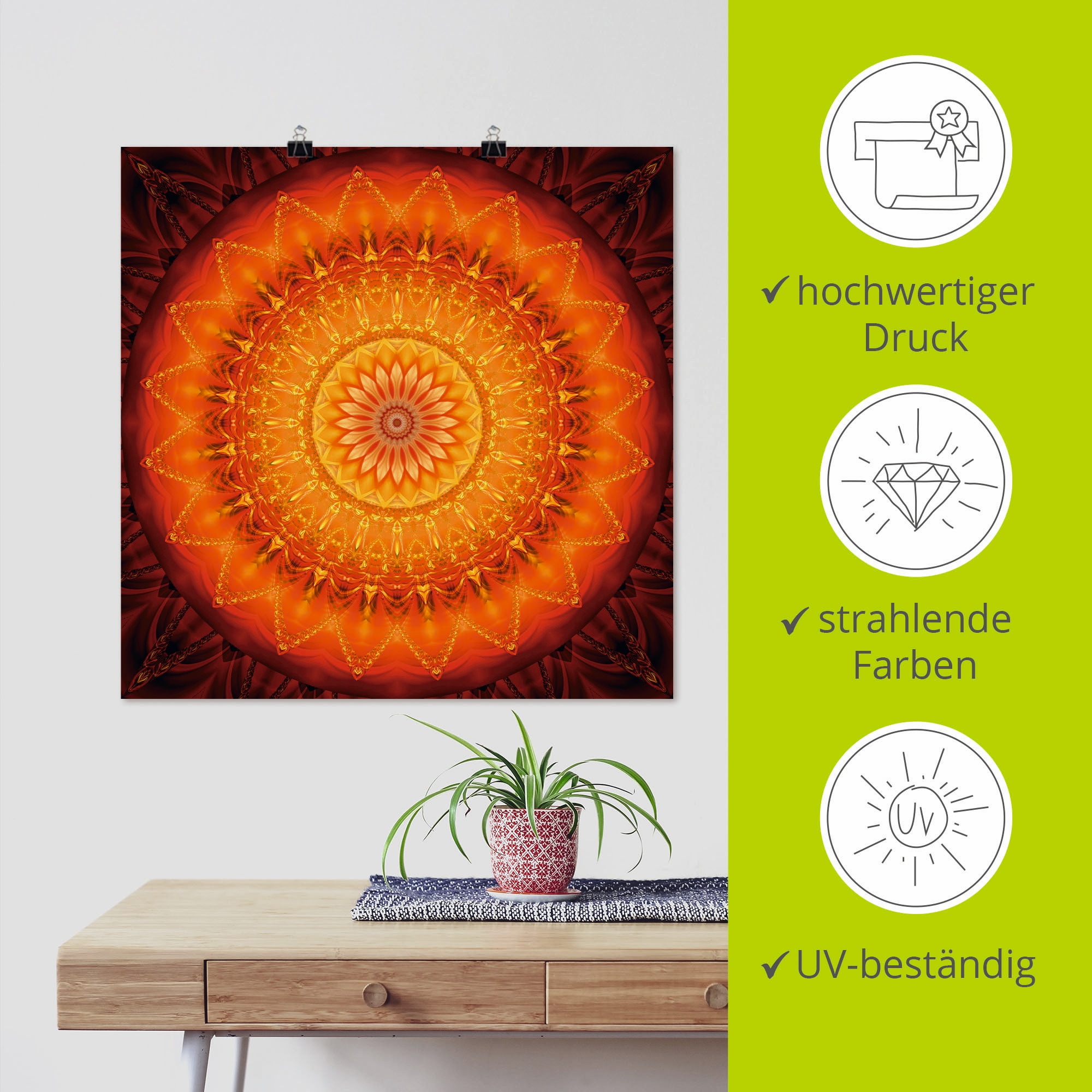 Artland Wandbild »Mandala Energie 1«, Muster, (1 St.), als Leinwandbild, Poster, Wandaufkleber in verschied. Größen