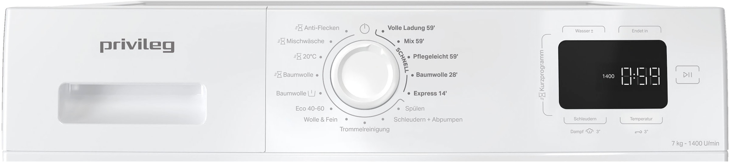Privileg Waschmaschine MY TIME »PWF 774A MY TIME DE«, 7 kg, 1400 U/min, Quick Cycles – 5 Programme in unter 1 Stunde