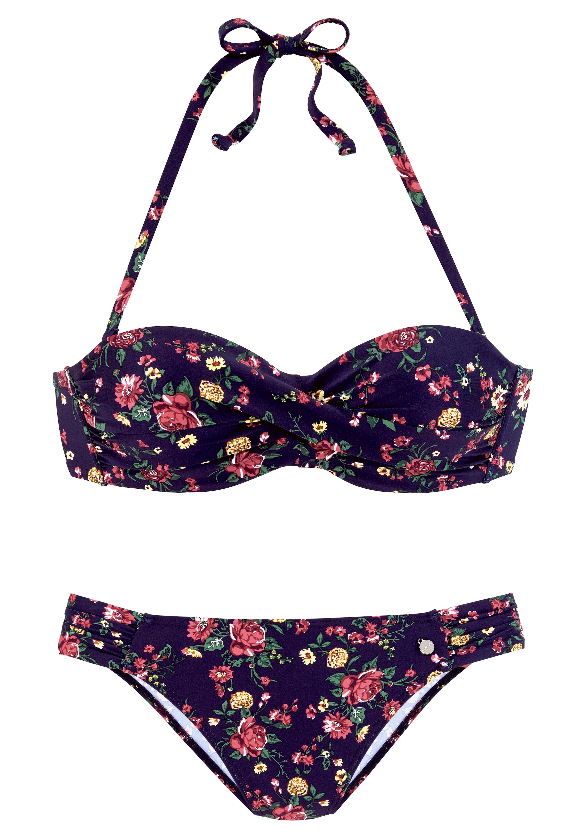 LASCANA Bügel-Bandeau-Bikini, mit romantischem Blumendesign