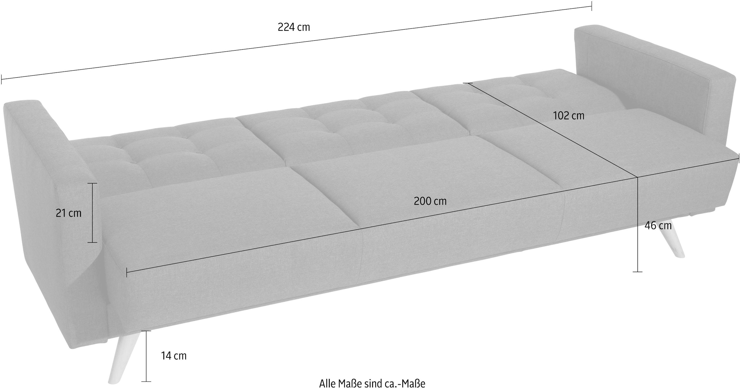Max Winzer® 3-Sitzer »Julius Kippcouch mit komfortablem Federkern, klassisch und modern«, Schlafsofa, inklusive Bettfunktion & Bettkasten, Breite 224 cm