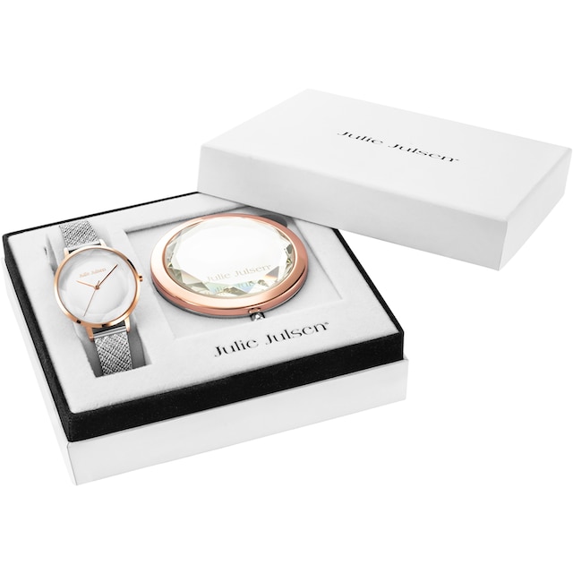 Julie Julsen Quarzuhr »Beauty Rosé Silver, JJW1176RGSME-SET«, (Set, 2 tlg.,  Geschenkset - Uhr mit Spiegel), ideal auch als Geschenk bestellen online  bei OTTO